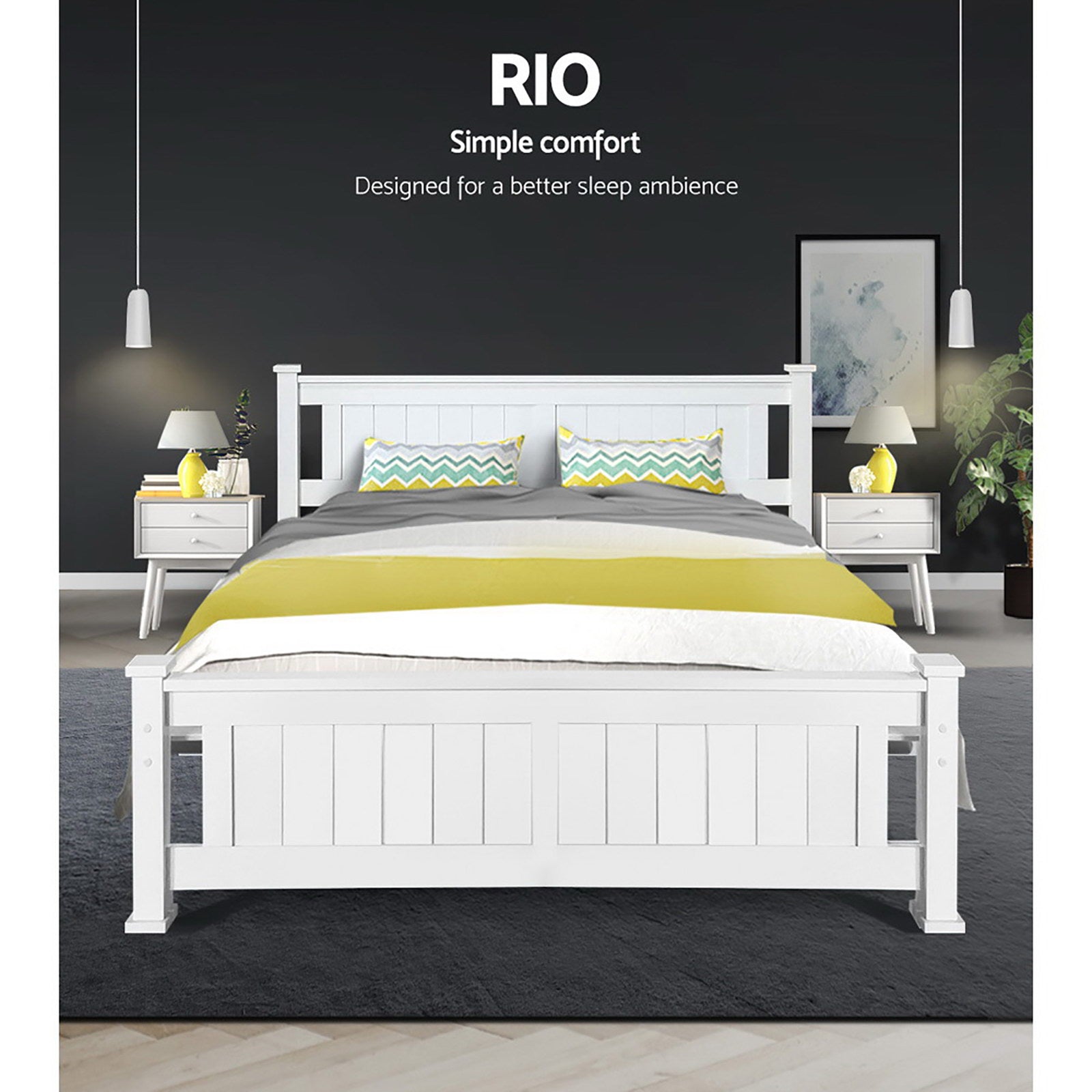 Stylish Cottesloe White Wooden Queen Size Bed Frame - Perfect for Modern Bedrooms & Guest Rooms