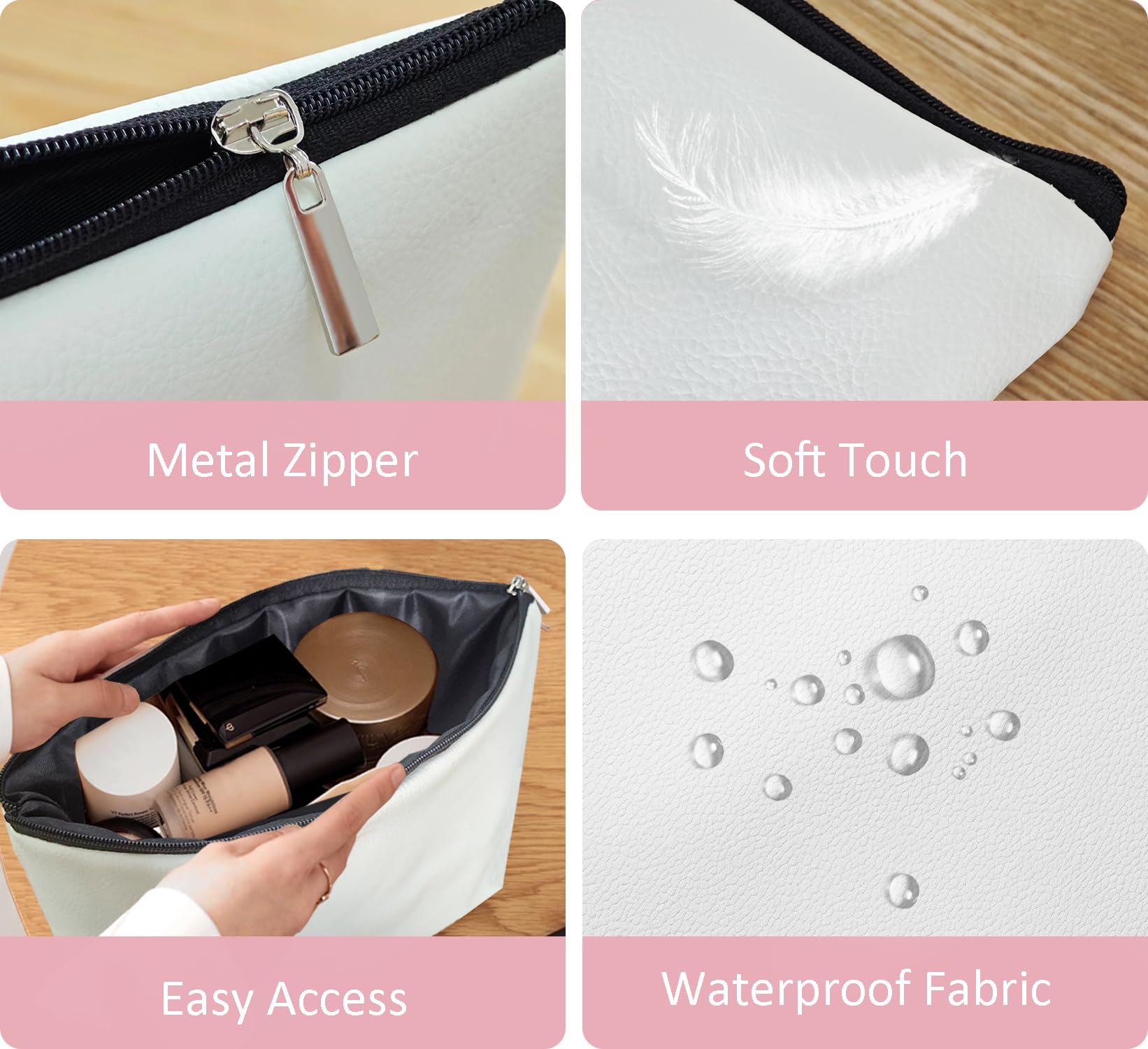 Trendy Pink Bow Cherry Leather Makeup Bag - Travel Toiletry Organizer for Women & Gifts
