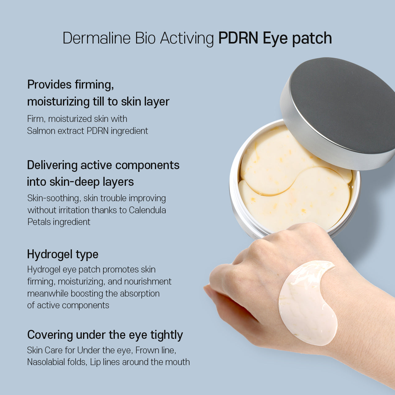 Dermaline Bio Activing PDRN Eye Patch 1.4g*60ea - Dark Circle & Wrinkle Treatment for Brightening & Anti-Aging - Perfect for Night Care & Travel Skincare Routine