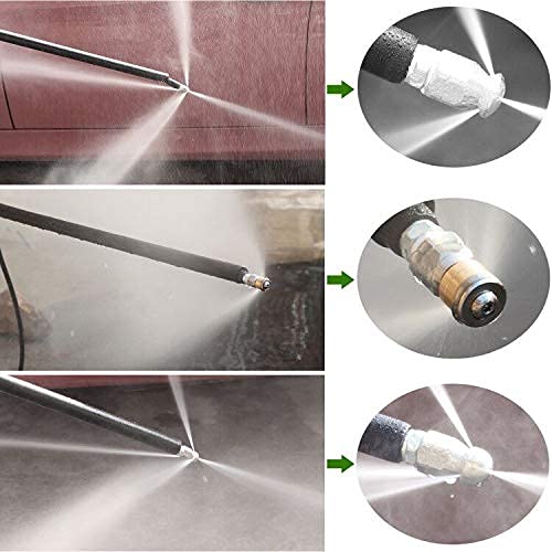 50FT High-Pressure Sewer Jetter Kit for Drain Cleaning - 1/4 Inch NPT, 5800 PSI with Rotating & Button Nozzles - Compatible with Pressure Washers - Ideal for Home Plumbing, Sewer Line Maintenance, and Commercial Drain Cleaning