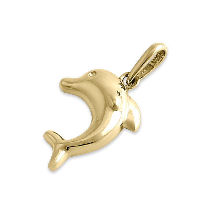 14K Yellow Gold Dolphin Pendant Necklace - Elegant Marine Jewelry Gift for Women - Perfect for Beach Vacations, Birthday Gifts & Everyday Wear