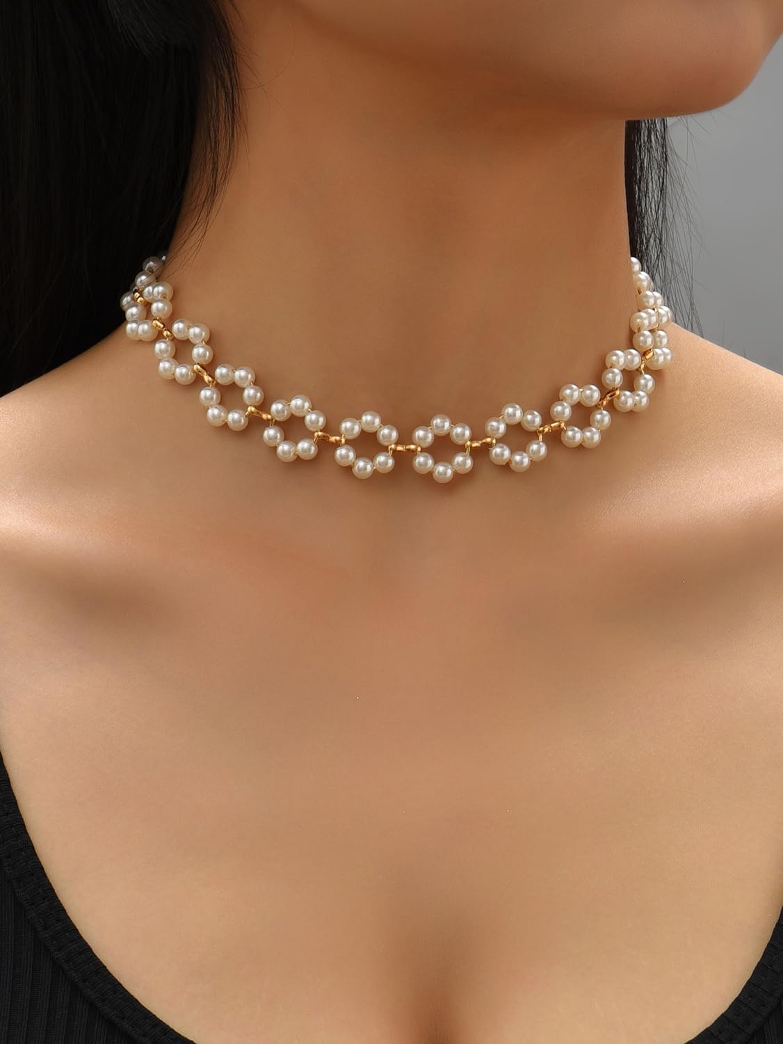 Shining Diva Fashion Pearl Choker Necklace for Women - Elegant Layered Chain Pendant Collar Jewelry Gift for Girls | Perfect for Parties, Weddings & Date Nights (14633np)