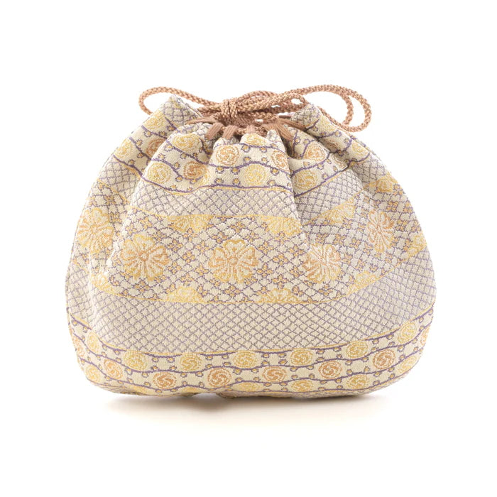 Nishijin Ori Small Drawstring Cherry Blossom Bag - Handmade Kyoto Japanese Traditional Craft Purse for Women | Perfect for Cosplay, Tea Ceremony & Gift Giving