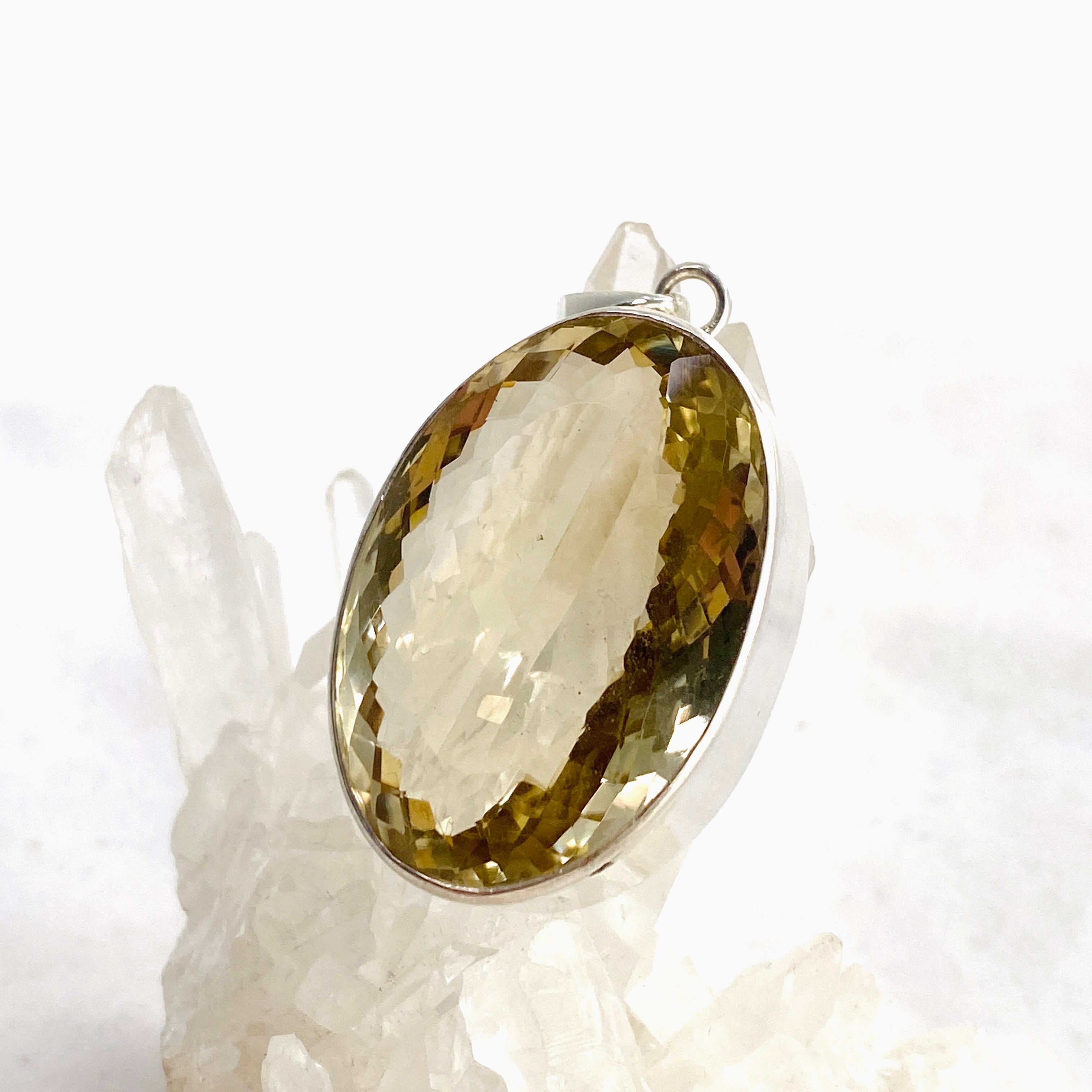 Smokey Lemon Quartz Oval Faceted Pendant Necklace - Natural Gemstone Jewelry for Women - Perfect for Everyday Wear, Gifts & Special Occasions