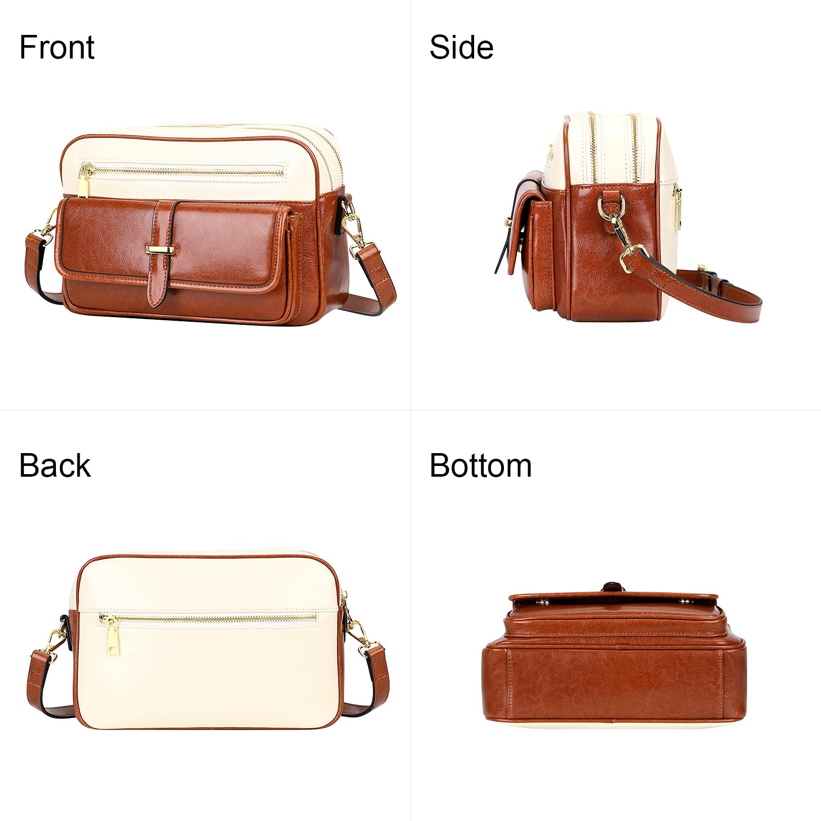 Premium Genuine Leather Crossbody Bag for Women - Stylish Messenger Purse with Double Main Pockets | Perfect for Work, Travel & Everyday Use