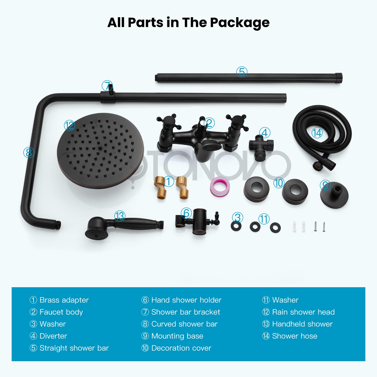 Oil Rubbed Bronze Wall Mounted Rainfall Shower Faucet System - Matte Black Stainless Steel 304 Bathroom Mixer Set for Luxurious Spa Experience at Home