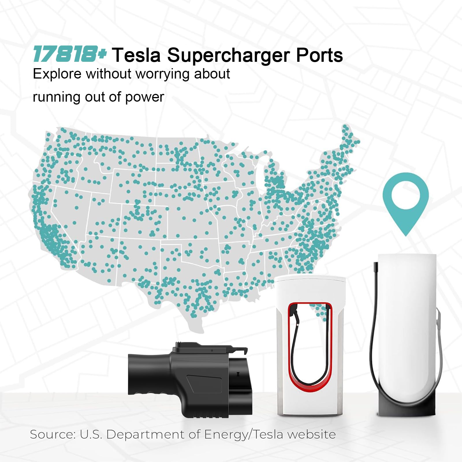 Tesla Supercharger (NACS) to CCS Adapter - 500A 1000V 250KW Fast Charging Converter - Compatible with Tesla V3/V4 DC Charging Stations - Perfect for Road Trips & EV Charging on the Go