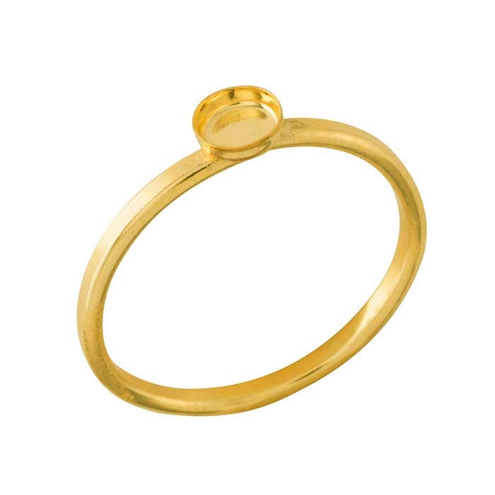 14K/20K Yellow Gold Filled Round Cabochon Ring Mounting - 4mm, 6mm, 8mm, 10mm, 12mm Sizes - Blank Cabochon Setting (Size 6-8) - Perfect for Jewelry Making, DIY Rings, and Custom Gemstone Designs