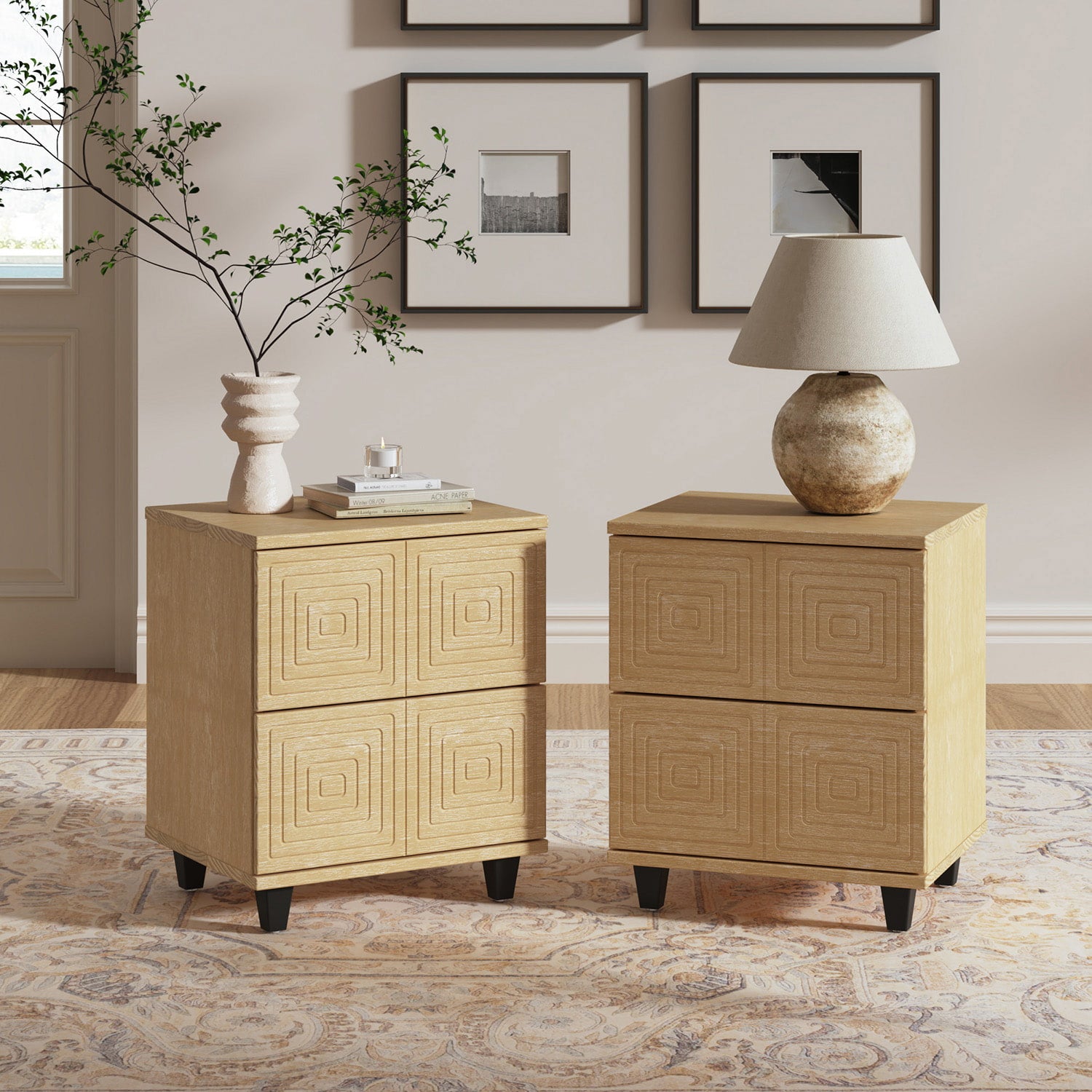 Hugo Contemporary Aesthetic Nightstand with Storage - Modern Bedside Table for Bedroom, Living Room & Office (Multiple Styles Available) - Perfect for Small Spaces, Apartment Decor & Guest Rooms