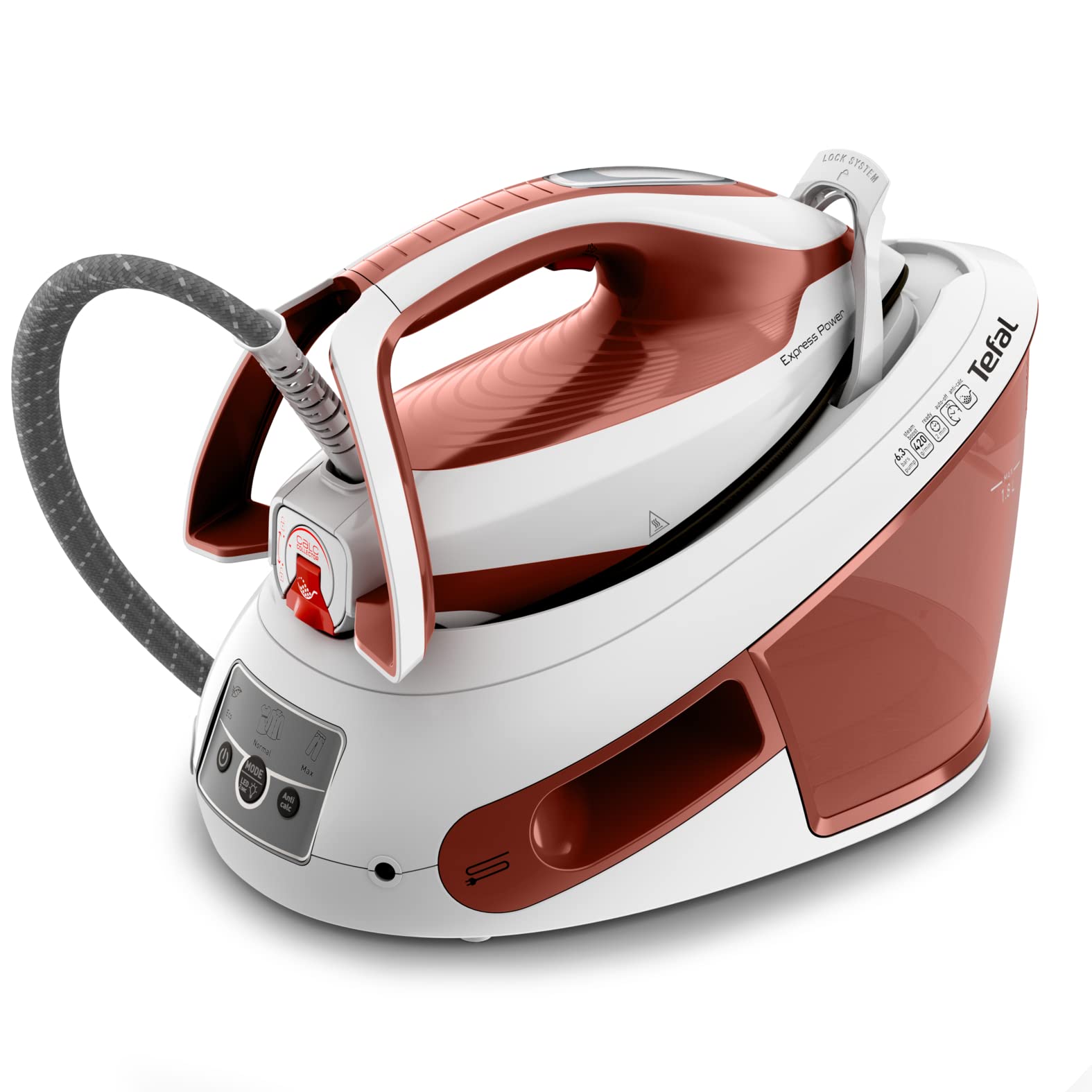 Tefal SV8110 Express Power Steam Generator - 1.8L Water Tank, Powerful Steam Performance, No Setting Technology, Vertical Steam - Made in France (Eco Stand) - Perfect for Home Ironing & Professional Garment Care