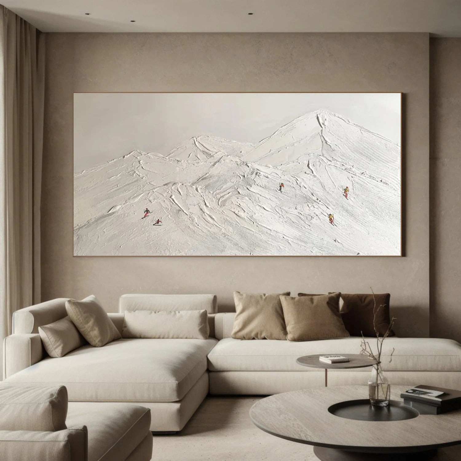 MM301 Skiing Sport Art Textured Canvas Painting - Perfect for Winter Home Decor & Ski Lodge Wall Art