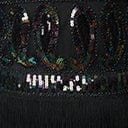 Vintage 1920s Black Sequin Flapper Dress - Iridescent Sleeveless Gatsby Party Costume for Roaring 20s Theme Party, Halloween, or Burlesque Show