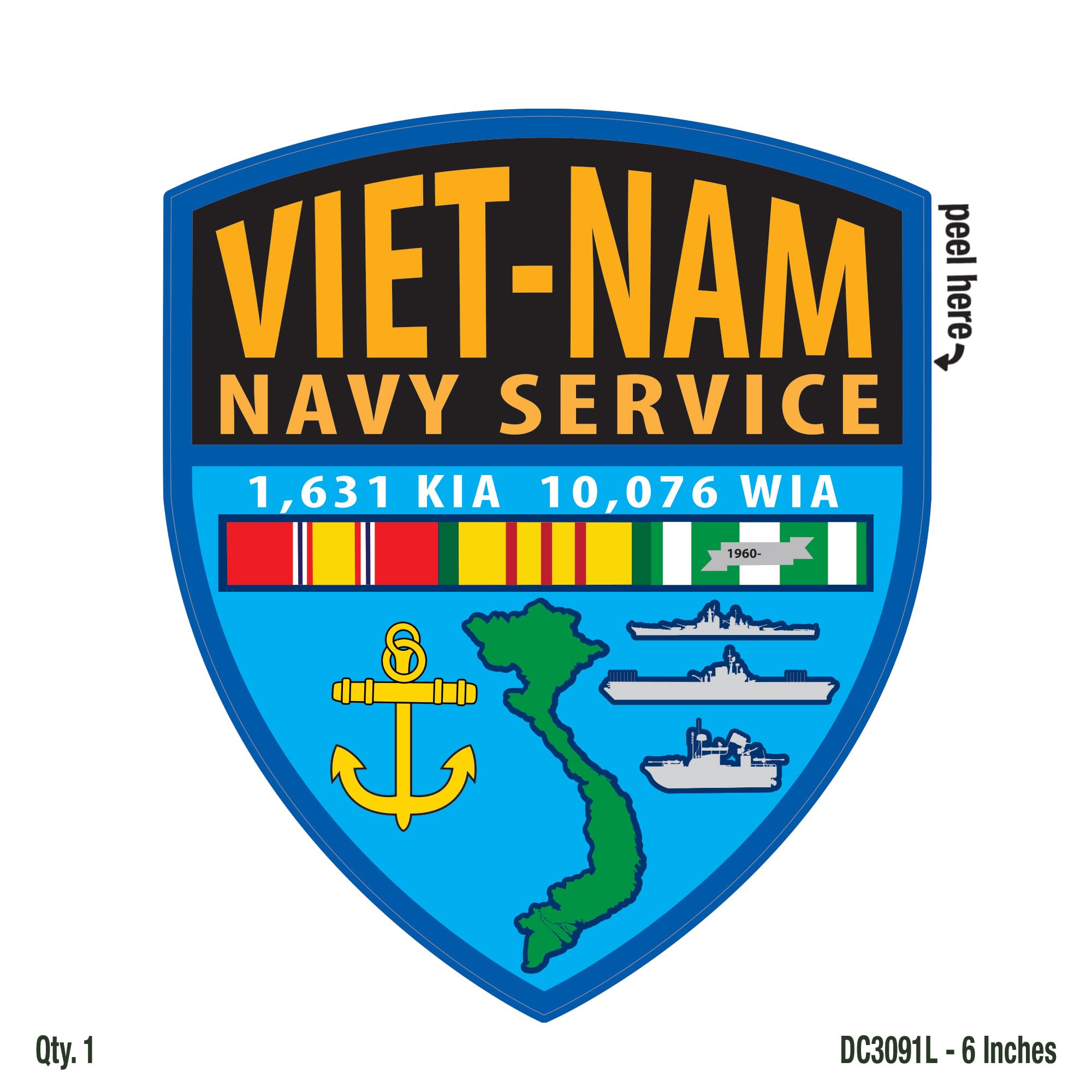 MEDALS OF AMERICA EST. 1976 - Authentic 6 Inch Navy Vietnam Veteran Decals for Cars, Trucks & Windows | Military Appreciation Gifts & Patriotic Decor