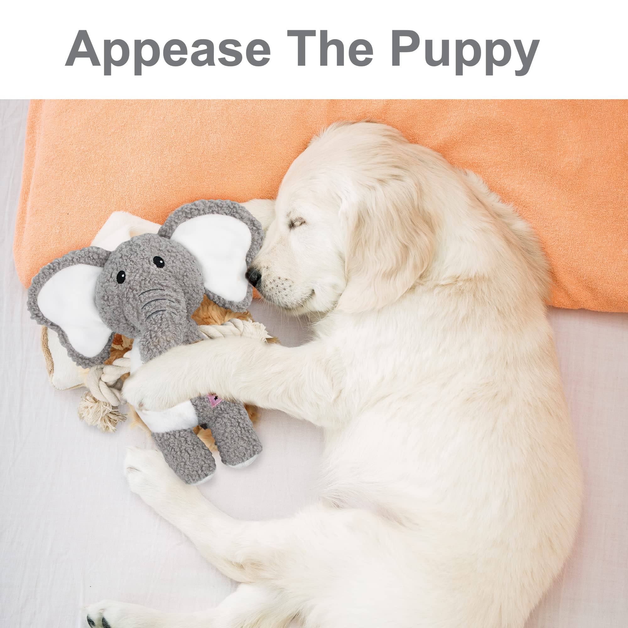 PAZ'S GIFT Cute Plush Elephant Dog Toy - Interactive Pulling, Soothing Companion for Puppies & Small/Medium Dogs - Durable Indoor Chew Toy with Squeaker - Perfect for Teething, Playtime & Anxiety Relief
