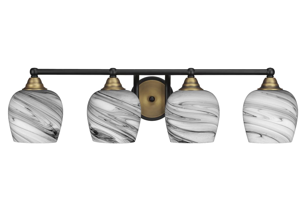 Toltec Lighting Paramount 4-Light Bathroom Vanity Light Fixture - Matte Black & Brass Finish (3424-MBBR-4819) - Perfect for Modern Bathroom, Powder Room, and Spa Lighting Decor