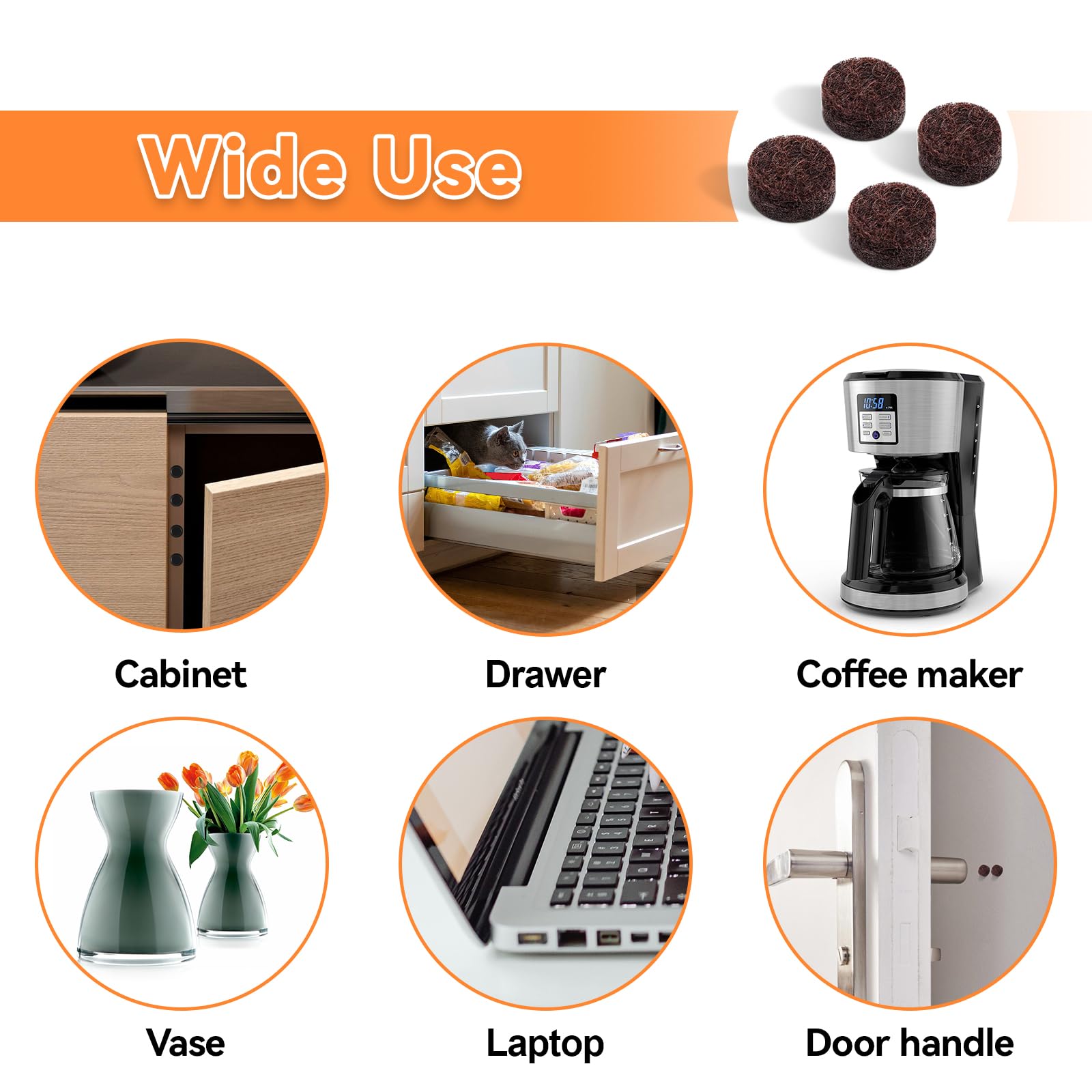 Brown Self-Adhesive Felt Pads 3/8