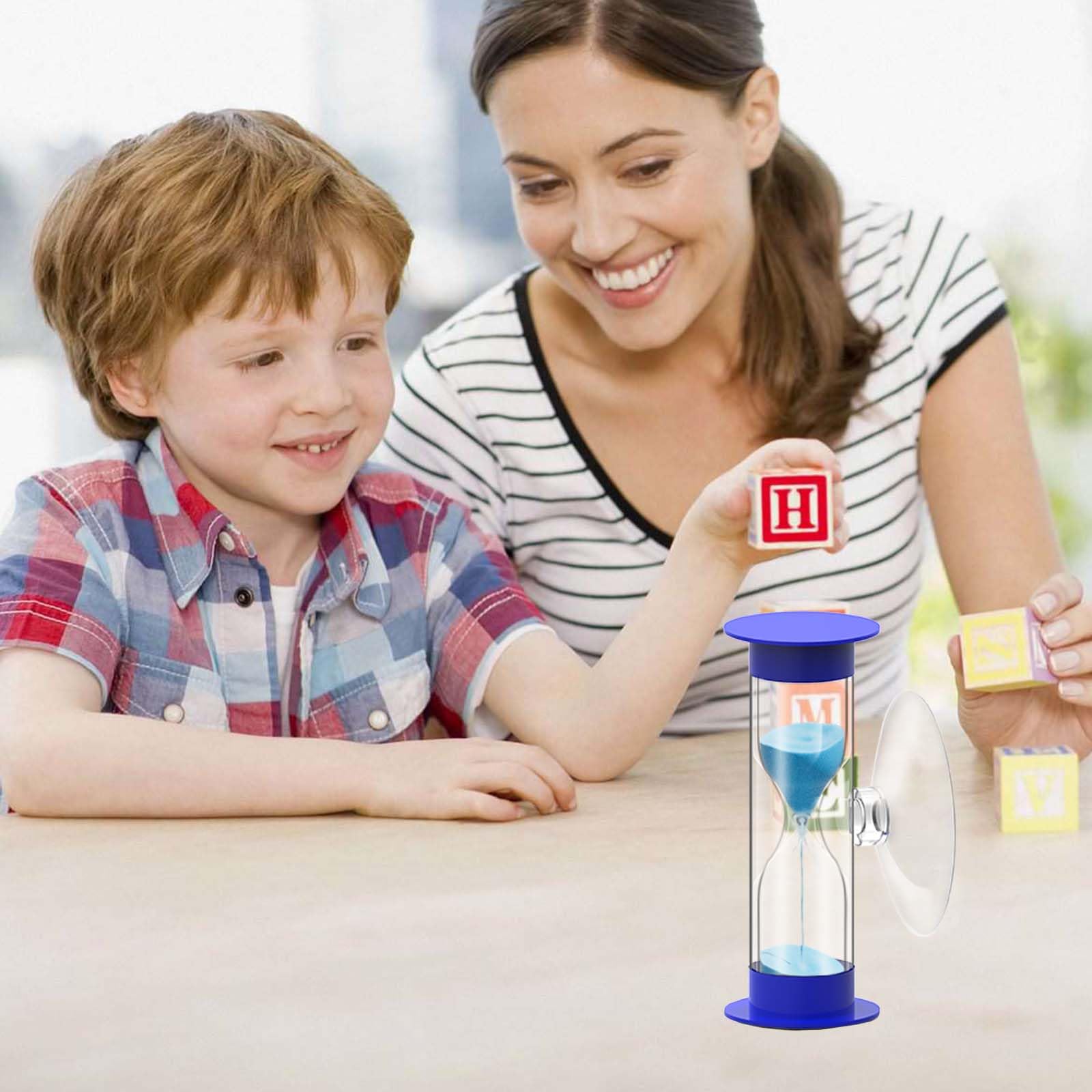 5 Minute Hourglass Sand Timer with Suction Cup - Unbreakable Blue Plastic Sand Clock for Kids, Games, Classroom & Toothbrush Timing - Perfect for Time Management, Learning Activities and Bathroom Use