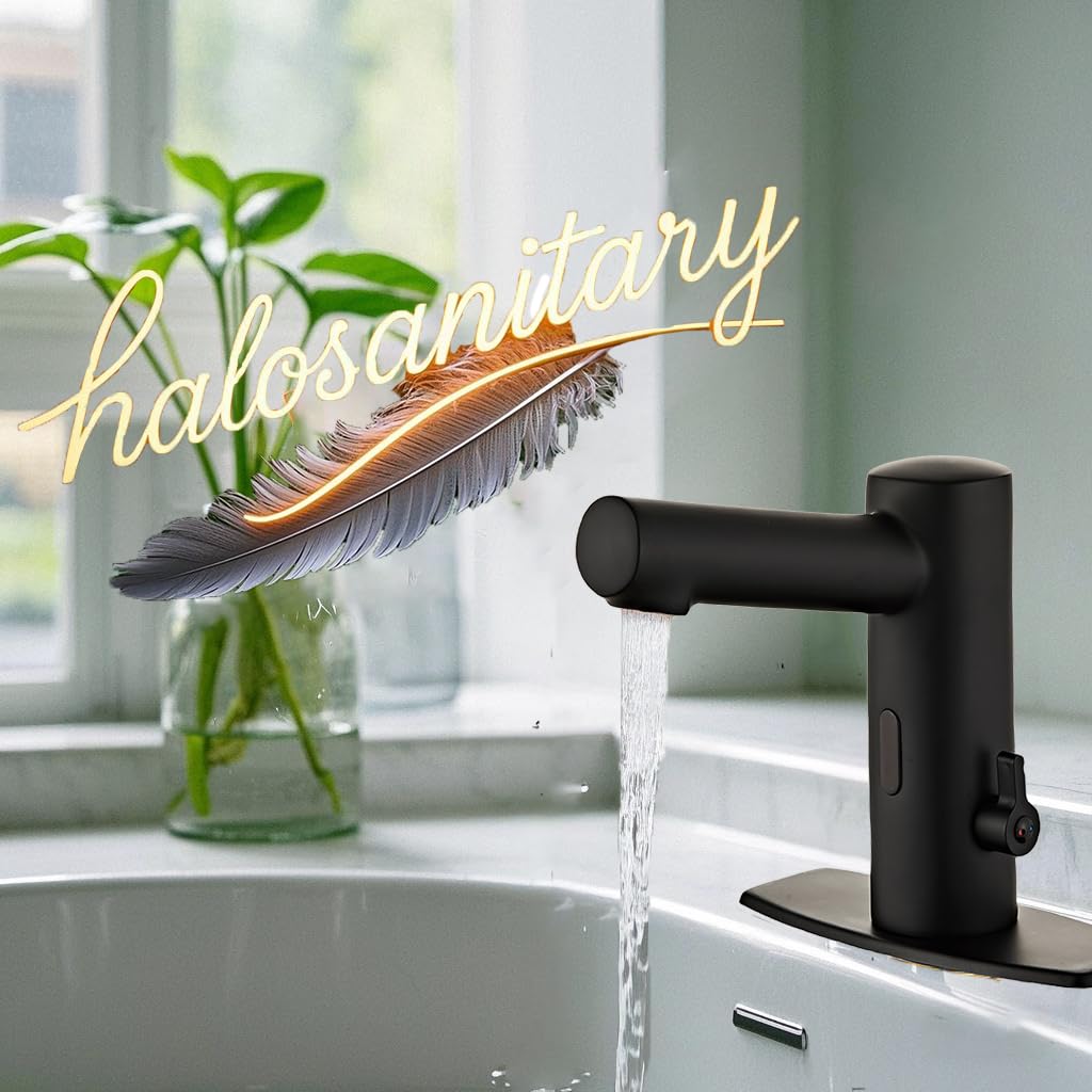 Automatic Touchless Bathroom Sink Faucet with Motion Sensor - Hands-Free Sensor Activated Water Tap for Hotel, Hospital & Home - Matt Black Finish (CEC DOE Certified) - Perfect for Hygienic Washrooms and Public Spaces