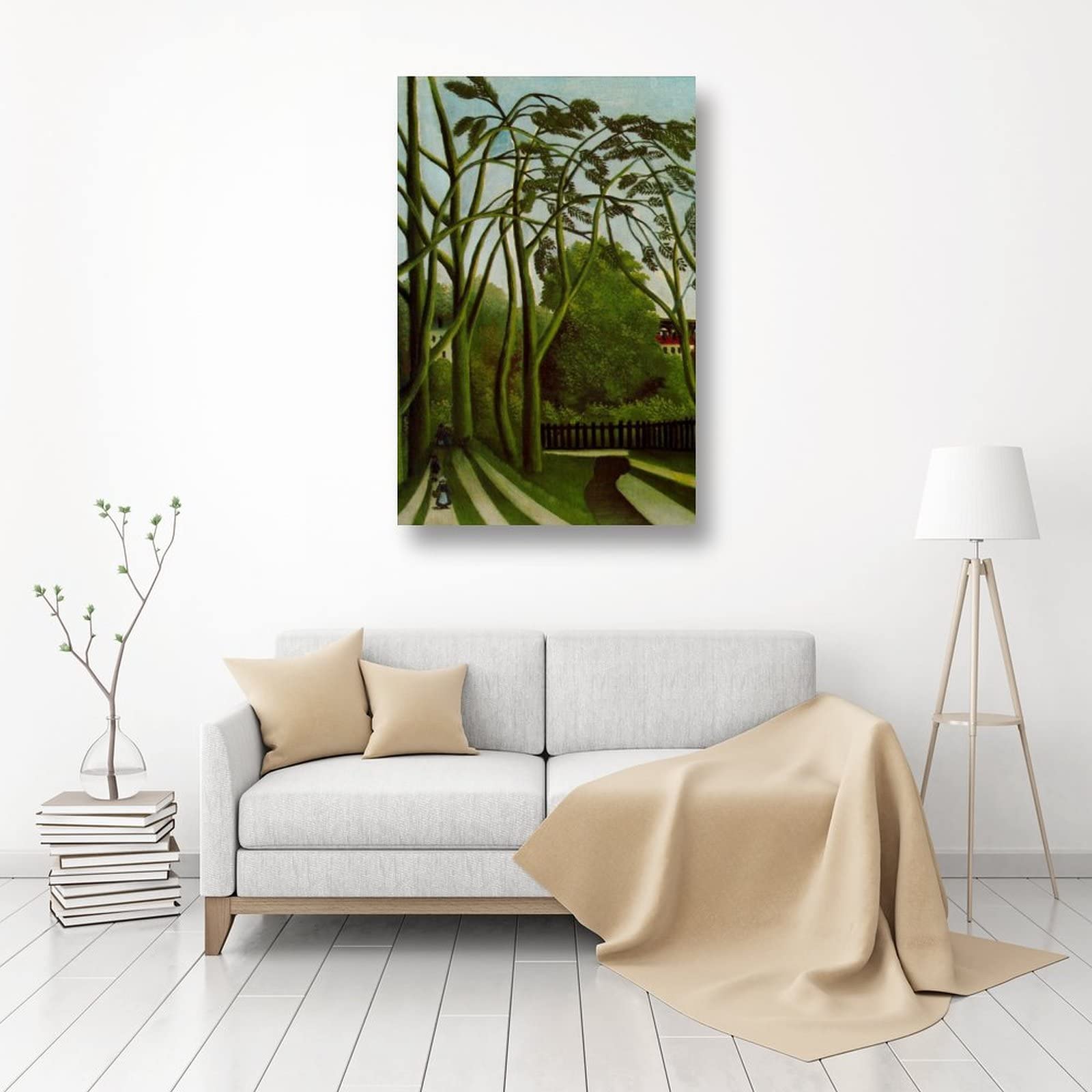 Henri Rousseau Landscape on The Banks of The Bievre at Becetre Art Print - Premium Canvas Painting Wall Decor, Modern Home Decoration, Framed/Unframed 16x24 inches (40x60cm) - Perfect for Living Room, Bedroom & Office Wall Art