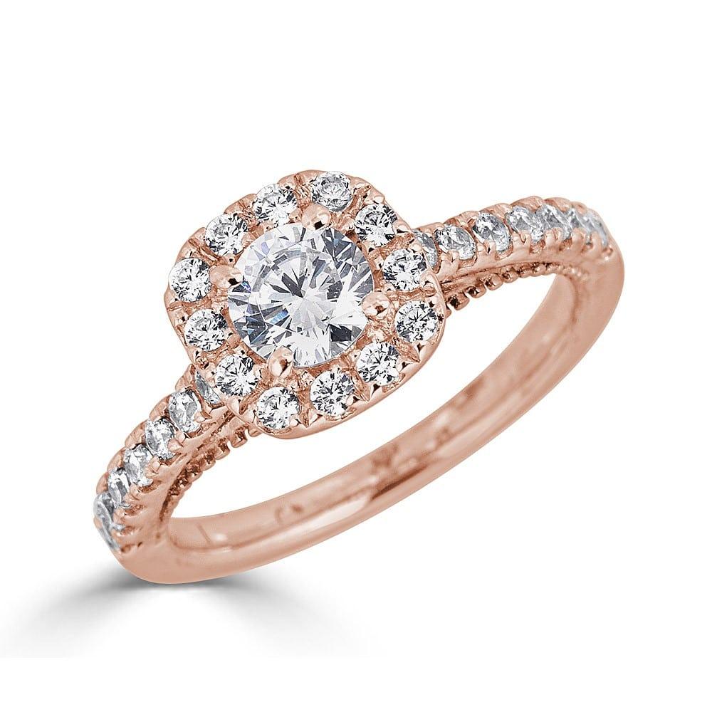 14KT Gold 1.00 CTW Round Diamond Cushion Halo Engagement Ring for Women - Perfect for Proposals, Weddings & Anniversary Gifts