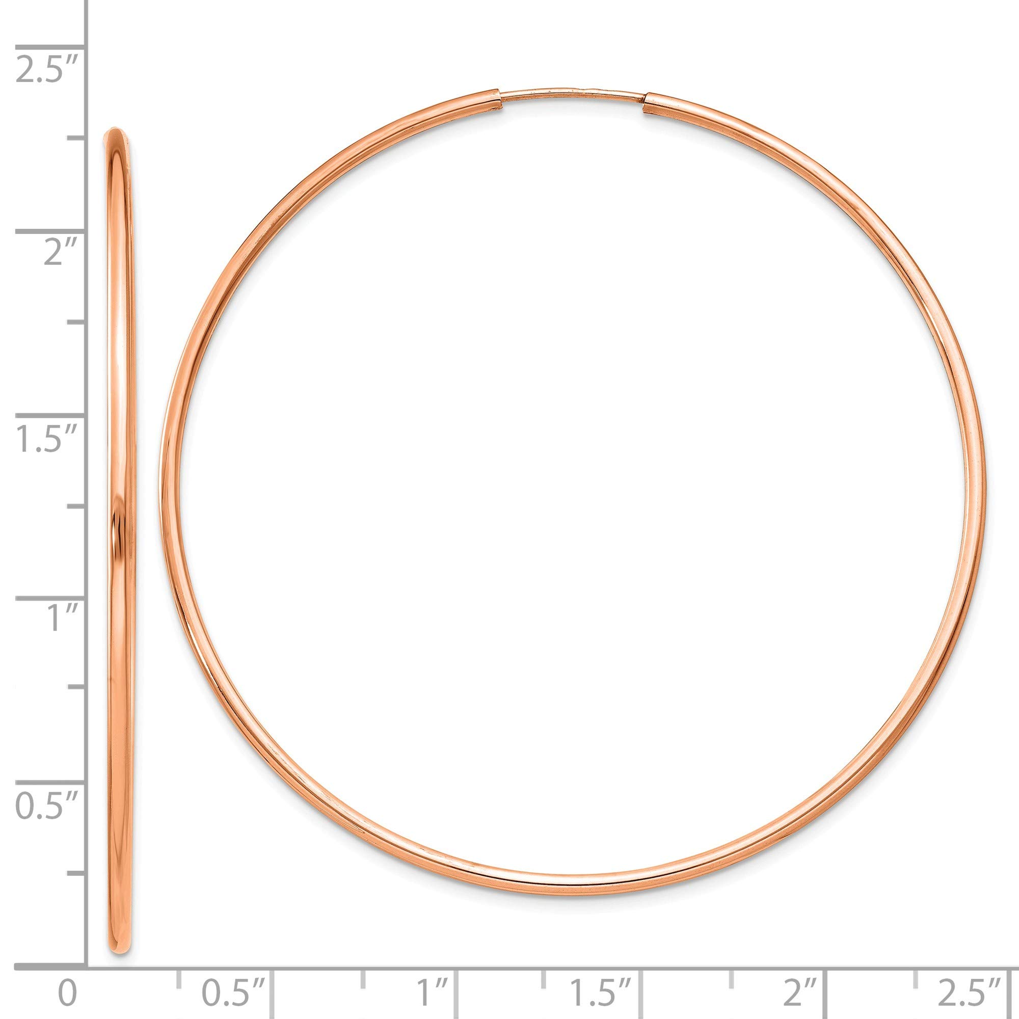 14K Rose Gold 1.5mm Polished Endless Hoop Earrings for Women - Hypoallergenic Dainty Everyday Jewelry - Perfect for Work, Date Night & Gifts