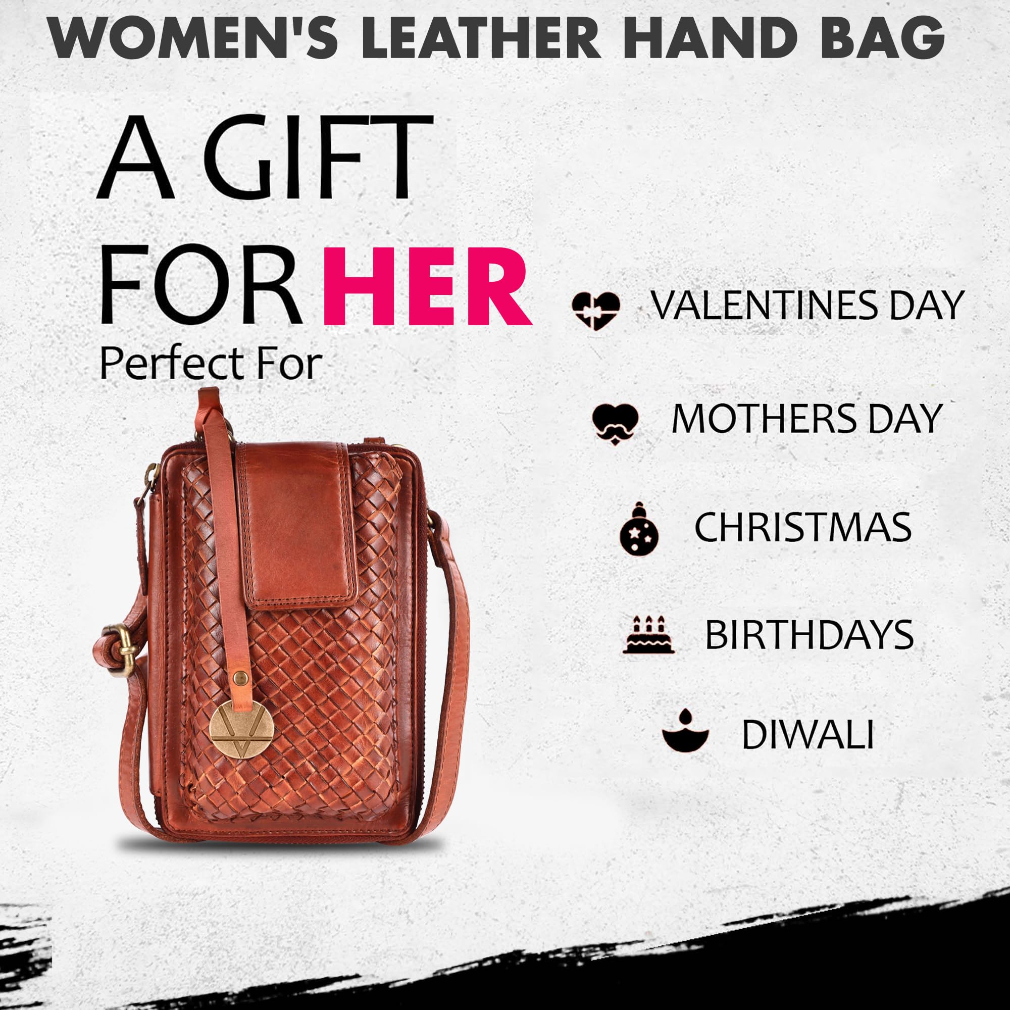 Genuine Leather Crossbody Bag for Women - Stylish Phone Purse for Daily Use