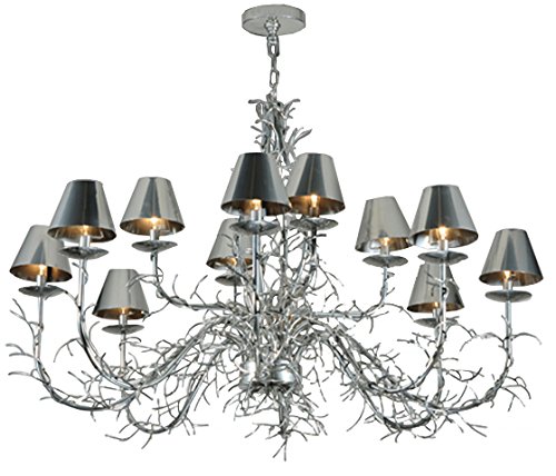Meyda Tiffany 127985 Twigs 12-Light Chandelier - 48 Inch Wide Stained Glass Ceiling Light Fixture for Dining Room, Living Room & Bedroom Decor
