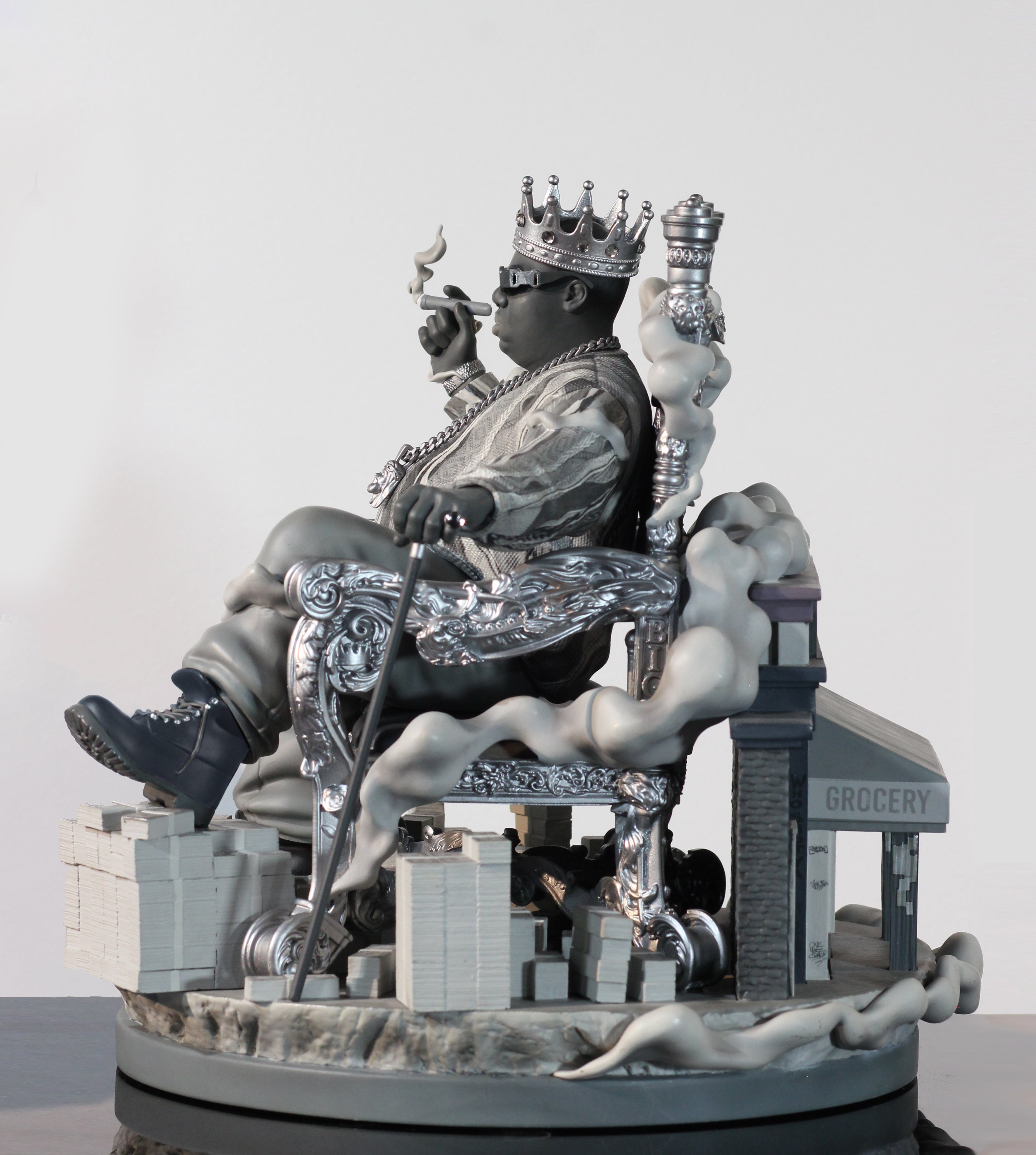 Notorious B.I.G. Cool Grey Version 11-Inch Collectible Statue - Hip Hop Decor for Music Fans & Urban Art Collectors - Perfect for Home, Office & Studio Display