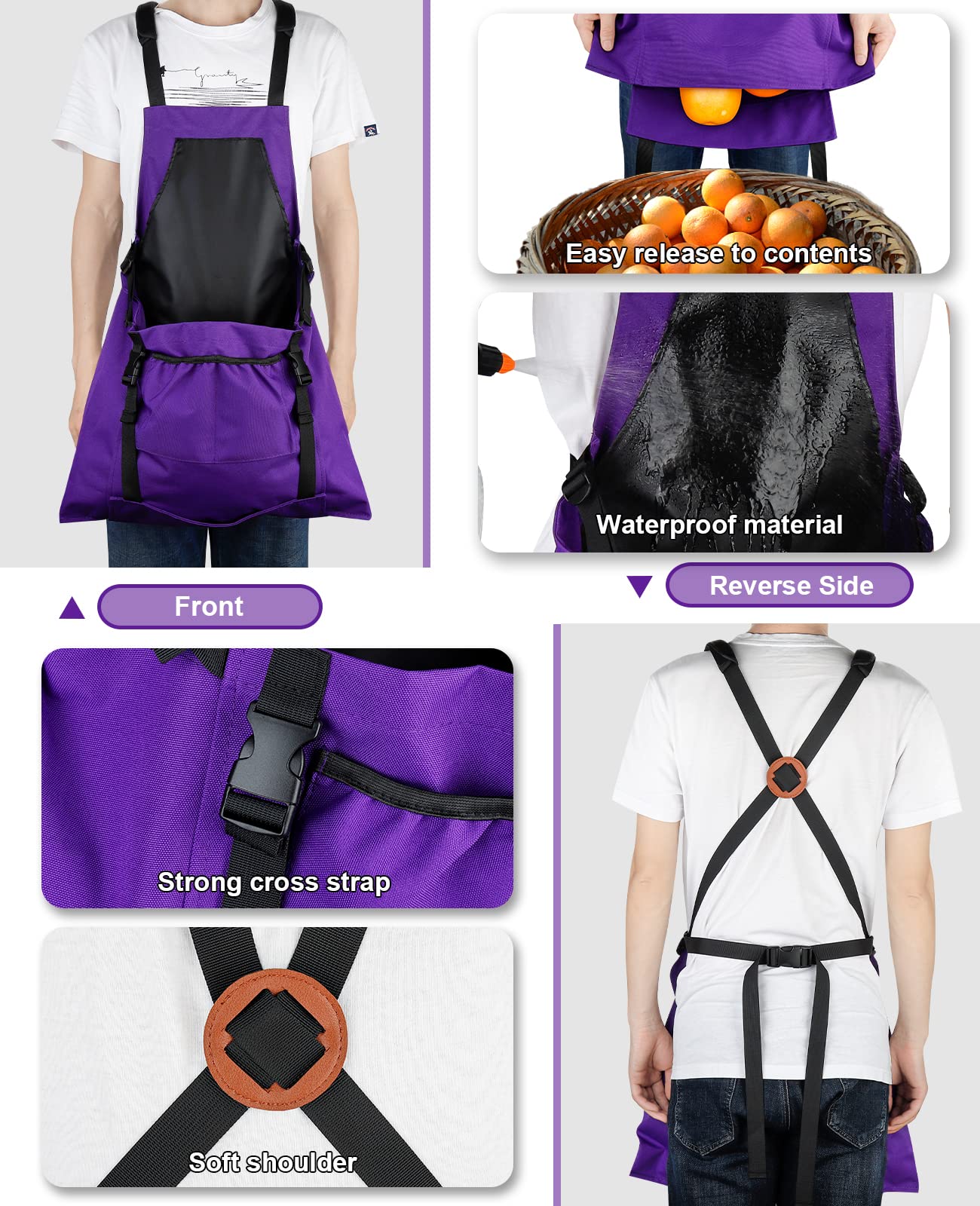 **Heavy Duty Gardening Apron with Quick Release Pockets - Water Resistant Harvesting Apron for Women & Men - Perfect for Planting, Pruning, and Outdoor Farm Work**