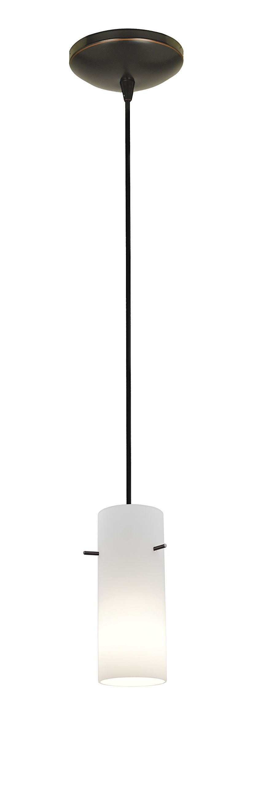 Vintage Cylinder Glass Pendant Light - Oil Rubbed Bronze Finish with Opal Glass Shade - Single Bulb Hanging Fixture - Perfect for Kitchen Island, Dining Room, or Entryway Lighting