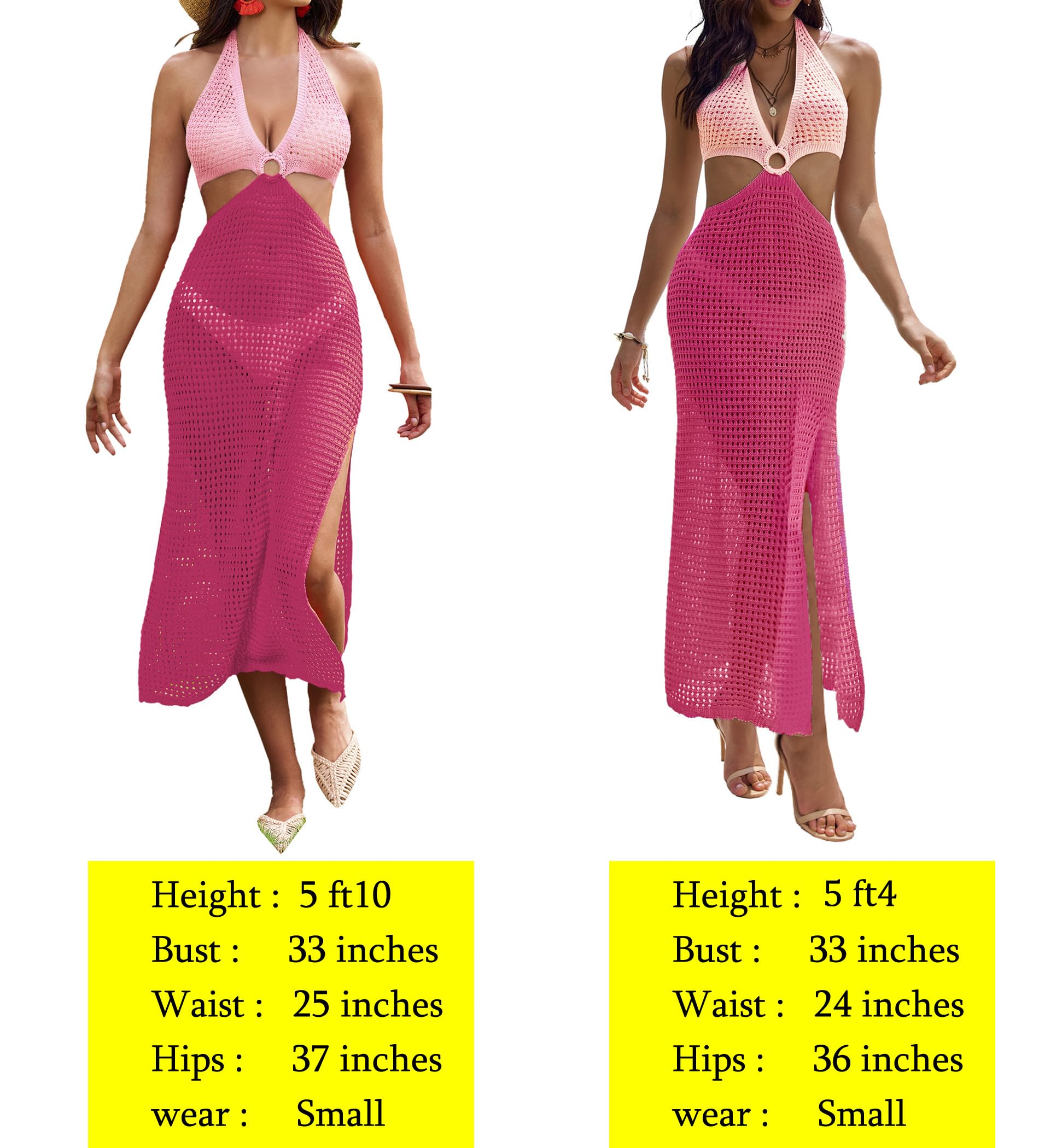 AI'MAGE Women's Crochet Beach Cover Up Dress - Sexy Halter Swimsuit Cover with Backless Cut Out Design | Perfect for Pool Parties, Vacations & Summer Outfits