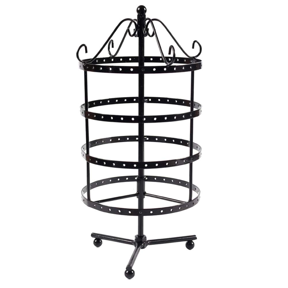 Infgreate Fashion Elegant Halloween Jewelry for Women | 144-Hole Rotating Metal Jewelry Display Stand | Necklace & Earring Organizer (Black) - Perfect for Boutique Displays, Home Organization & Halloween Party Decor