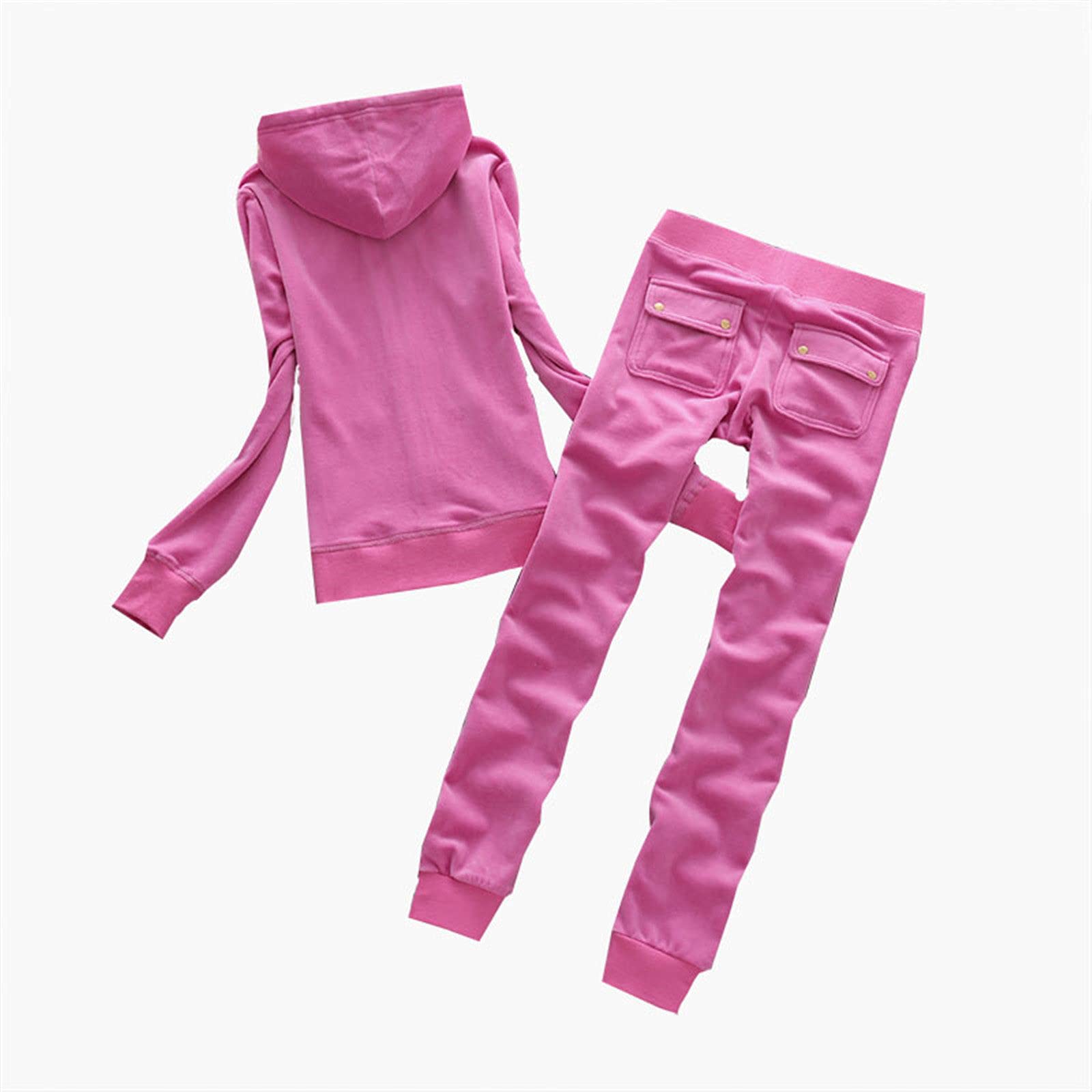Women's Velvet Tracksuit Set - Soft Velour Hoodie & Pants 2-Piece Outfit for Lounge, Travel & Workout | Cozy Winter Casual Wear