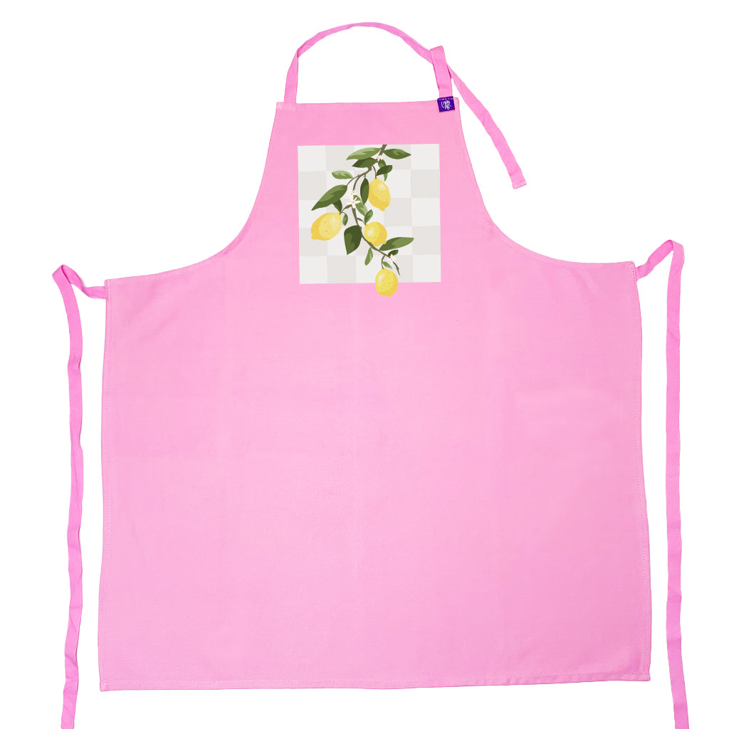 Stylish Pink Apron with Lemon Print - Perfect for Cooking, Baking, and Kitchen Decor