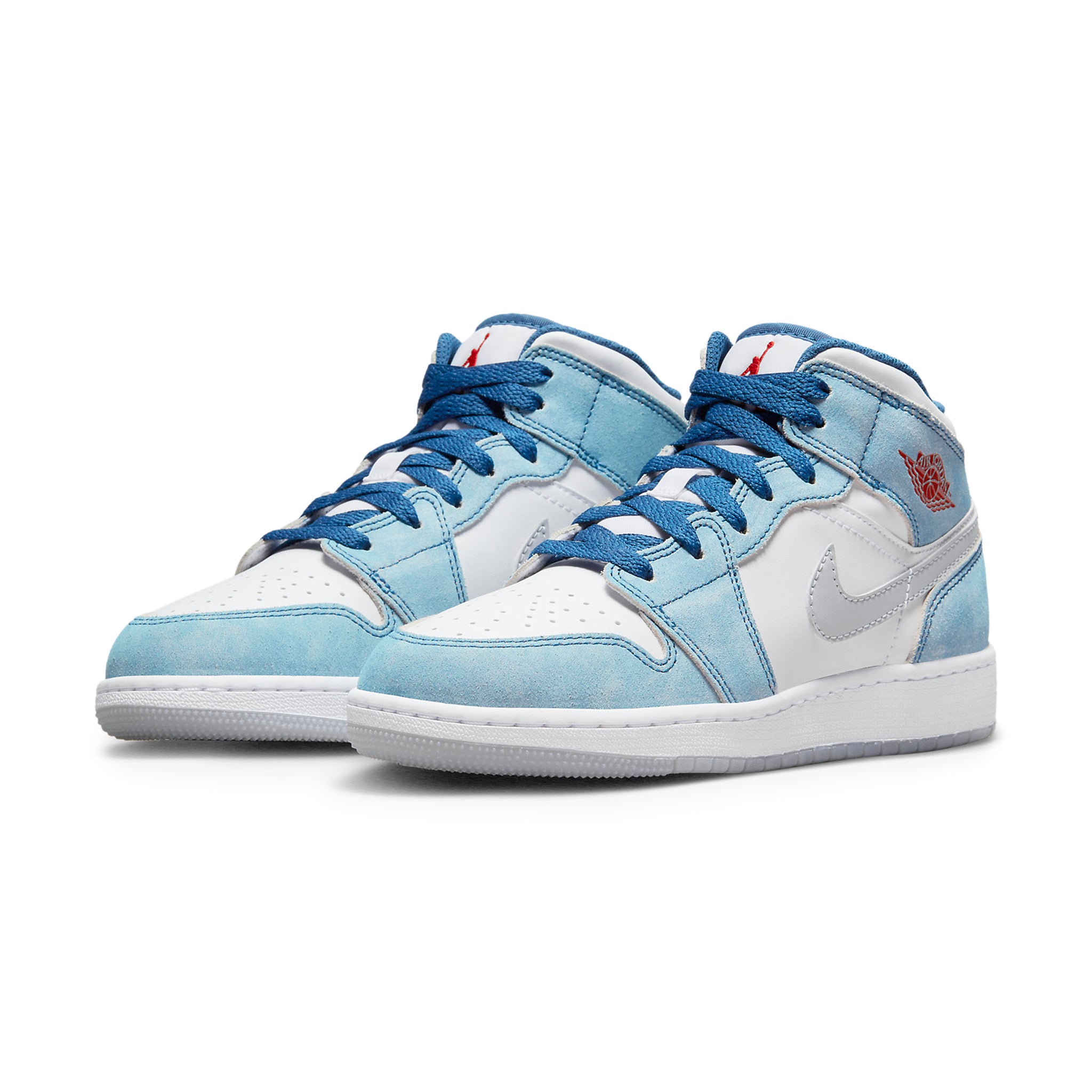 Air Jordan 1 Mid SE French Blue Light Steel Sneakers for Girls - Retro Basketball Shoes for Casual Wear & Street Style Fashion