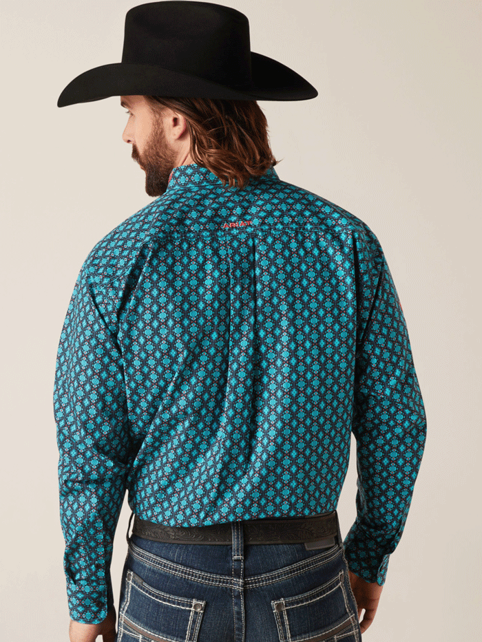 Ariat Men's Team Case Classic Fit Shirt - Black & Teal Western Shirt for Cowboy, Rodeo & Casual Wear