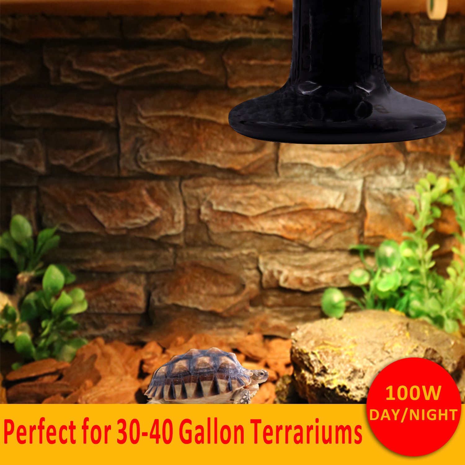 Aiicioo 100W Ceramic Heat Emitter Bulb - No Light Reptile Heat Lamp for Lizards, Snakes, Turtles & Chicken Coops - Safe & Durable 110V Black Heat Bulb (2 Pack) - Perfect for Terrariums, Aquariums & Outdoor Pet Houses