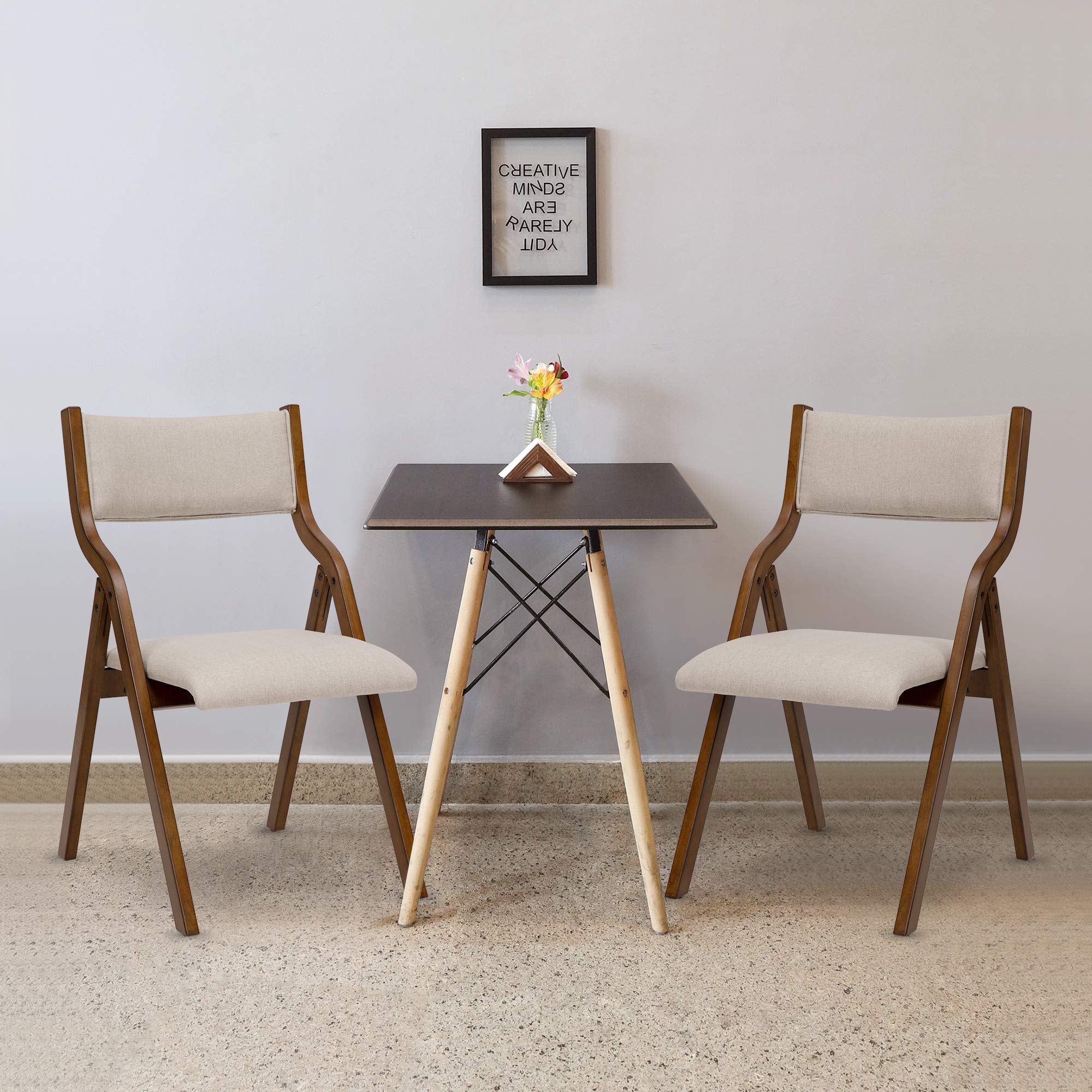 Modern Folding Chairs Set of 2 - Ball & Cast Taupe Dining Chairs with 18