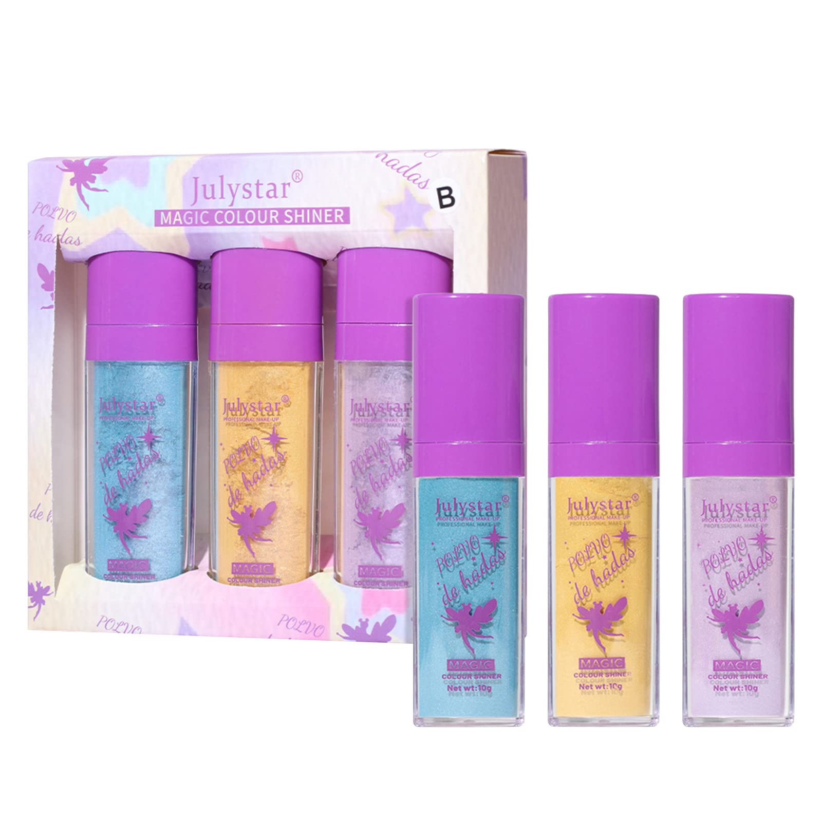 3D Highlighter Stick - Puff Fairy Stick & Shimmer Powder for Face, Eyes & Body - Versatile Makeup Highlighter with Case - Perfect for Contouring, Highlighting & Glowing Skin - Great for Daily Makeup, Parties & Special Occasions