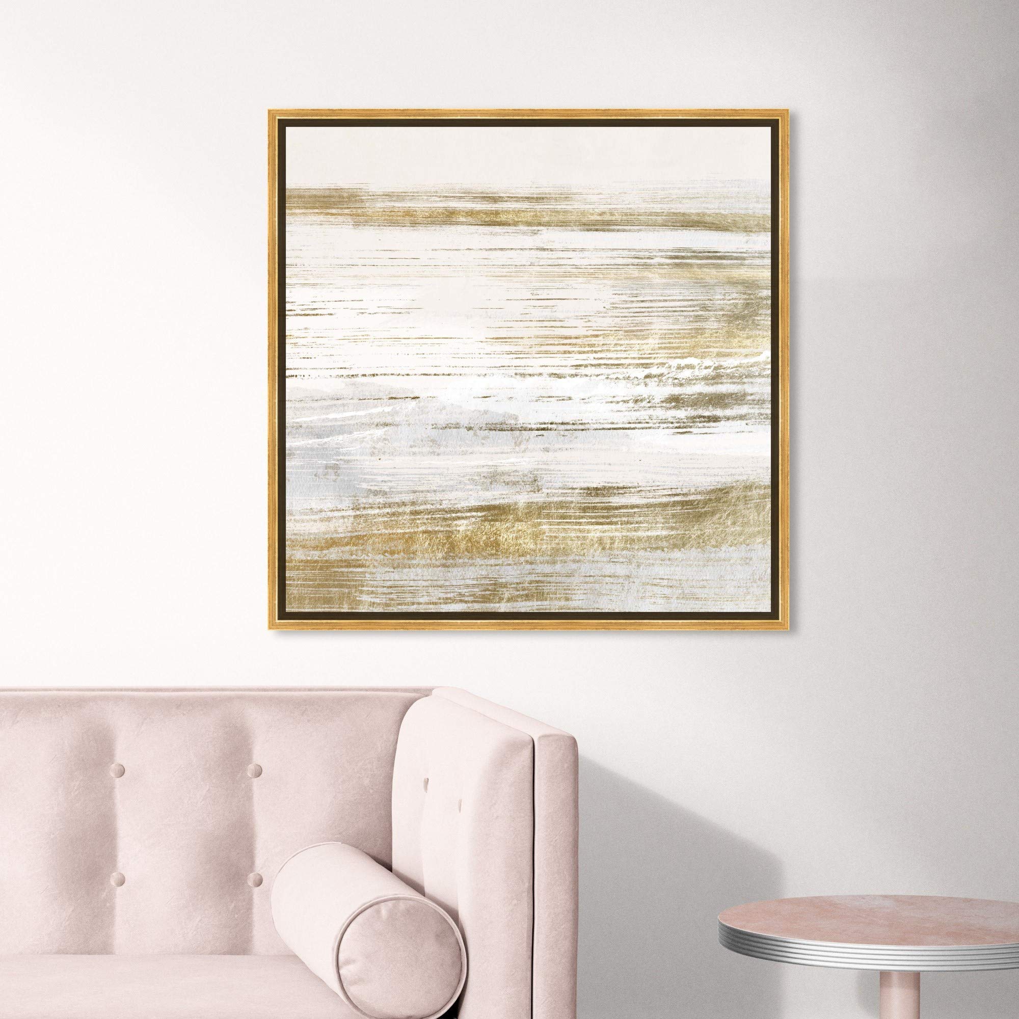 Abstract Wall Art Canvas Print 'Blush Romance' - 24x24 Inch Gold Framed Painting for Modern Home Decor | Perfect for Living Room, Bedroom & Office