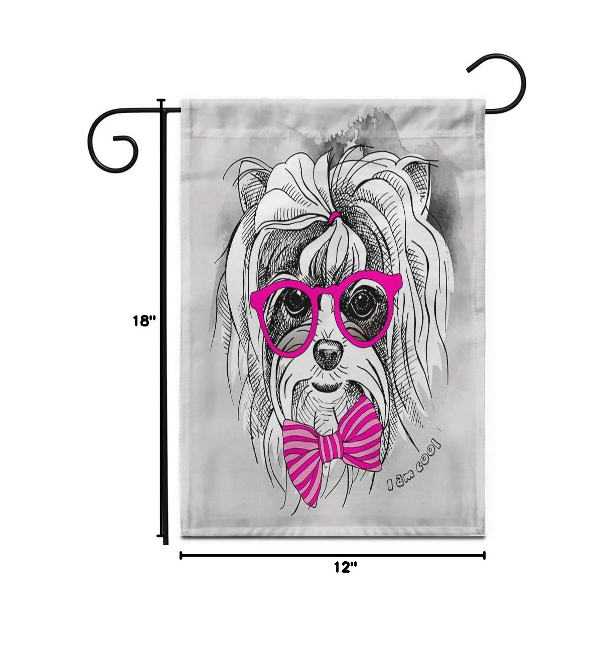 12x18 Inch Double Sided Garden Flag - Cute Yorkshire Terrier Dog with Glasses & Bow Outdoor Decor | Weather-Resistant Yard Banner for Patio, Lawn & Garden Decoration (Perfect for Pet Lovers & Home Landscaping)