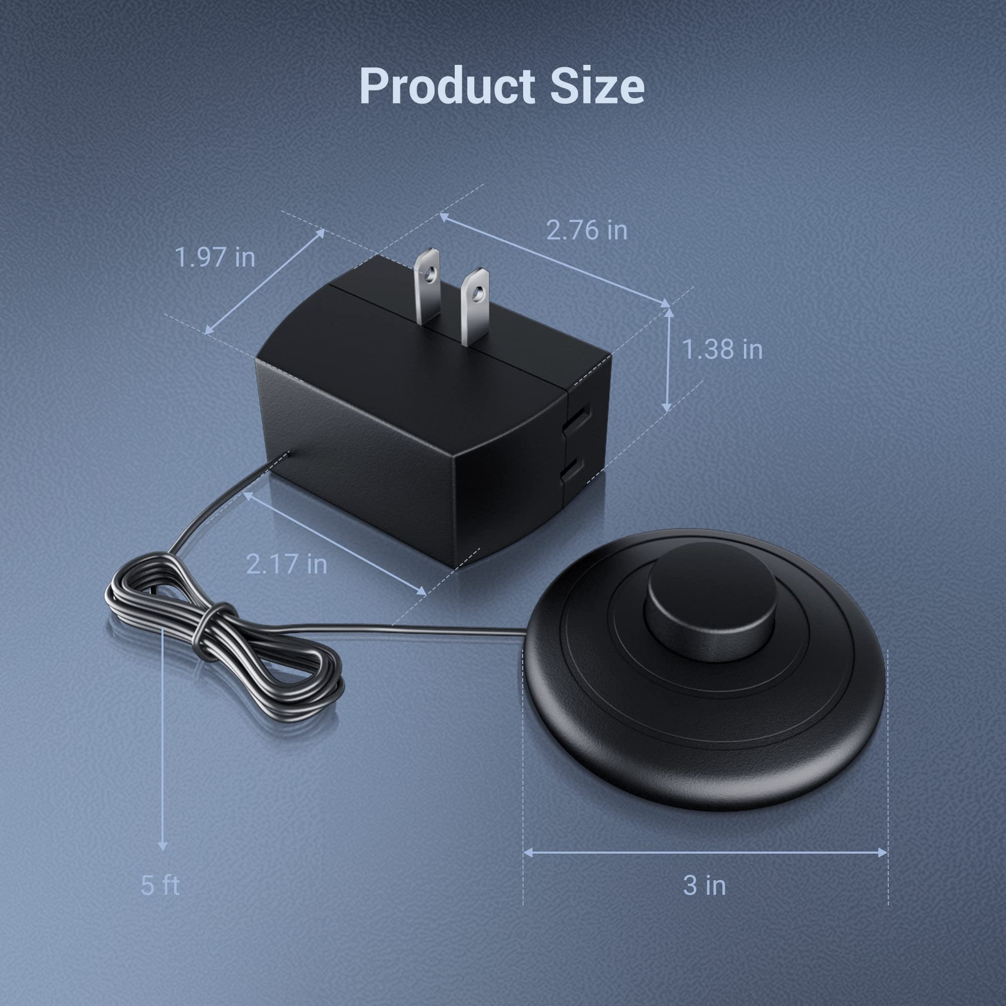 DEWENWILS LED Dimmer Switch with 3-Level Brightness Control - Foot Pedal Light Dimmer for Dimmable LED & Incandescent Bulbs - 5ft Cord - Black (1 Pack) - Perfect for Bedside Lamps, Reading Lights & Home Theater Lighting