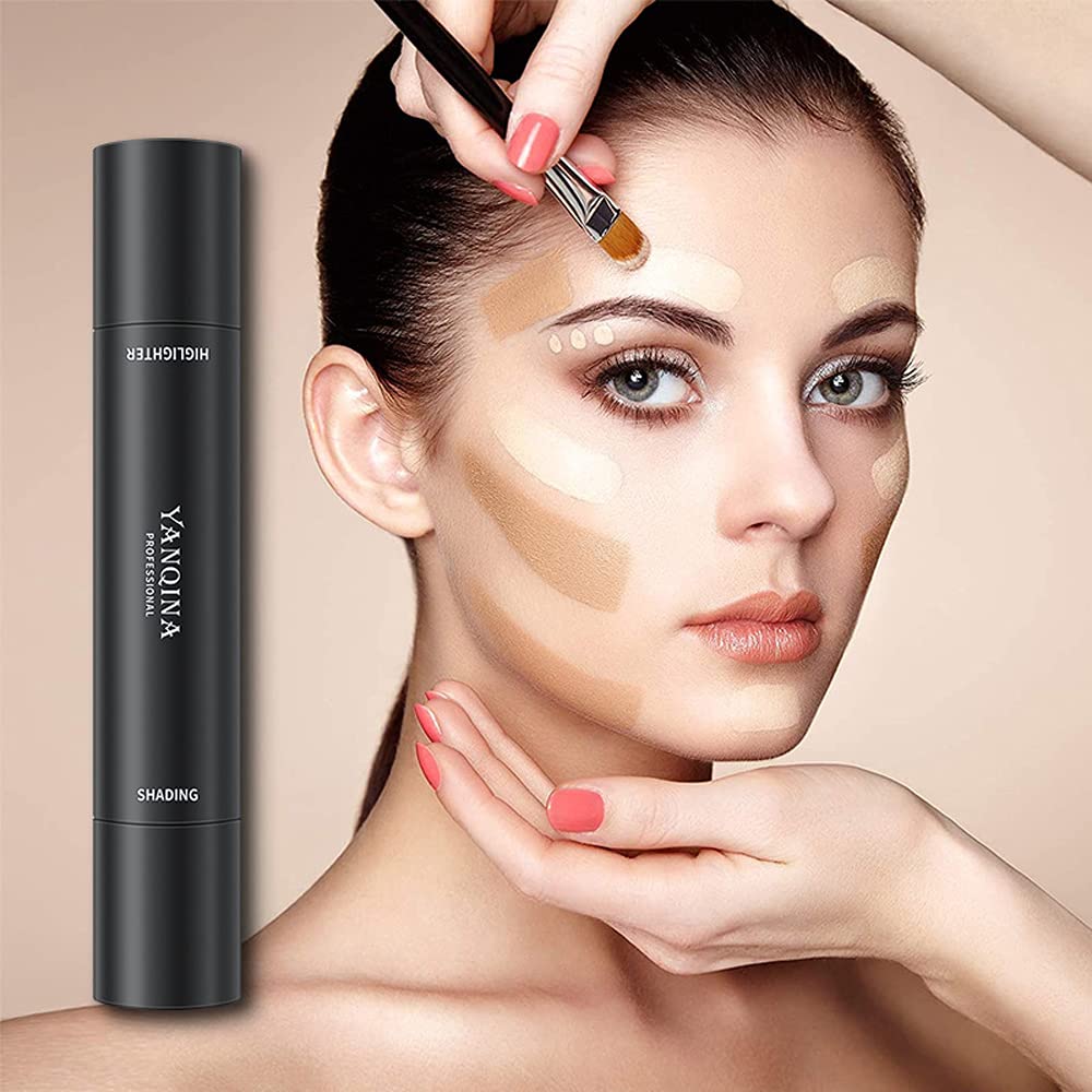 OCHILIMA 2 in 1 Contour Foundation Stick - Creamy Concealer & Highlighter Pen with Bronzer for Face Contouring | Natural Shade 02 | Perfect for Everyday Makeup & Professional Beauty Looks
