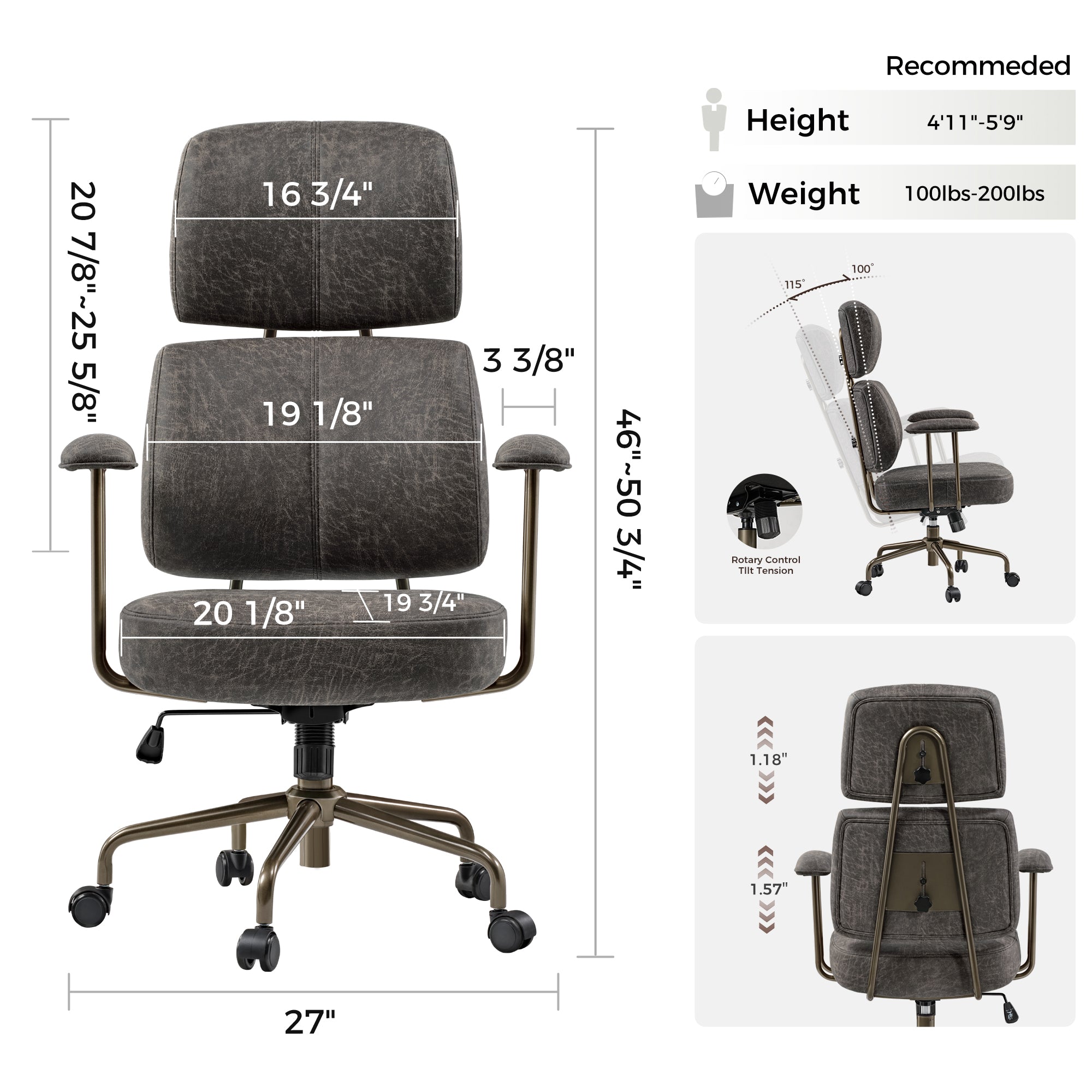 Ultra Soft Adjustable Office Chair with Lumbar Support - Ergonomic Desk Chair for Home & Office Use - Comfortable Computer Chair for Long Hours of Work or Gaming