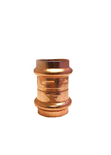 1-1/2 Inch Copper Press Coupling with Stop - Press x Press Fitting for Plumbing Supply - 1-1/2'' Copper Pipe Connector - Ideal for Residential & Commercial Water Systems