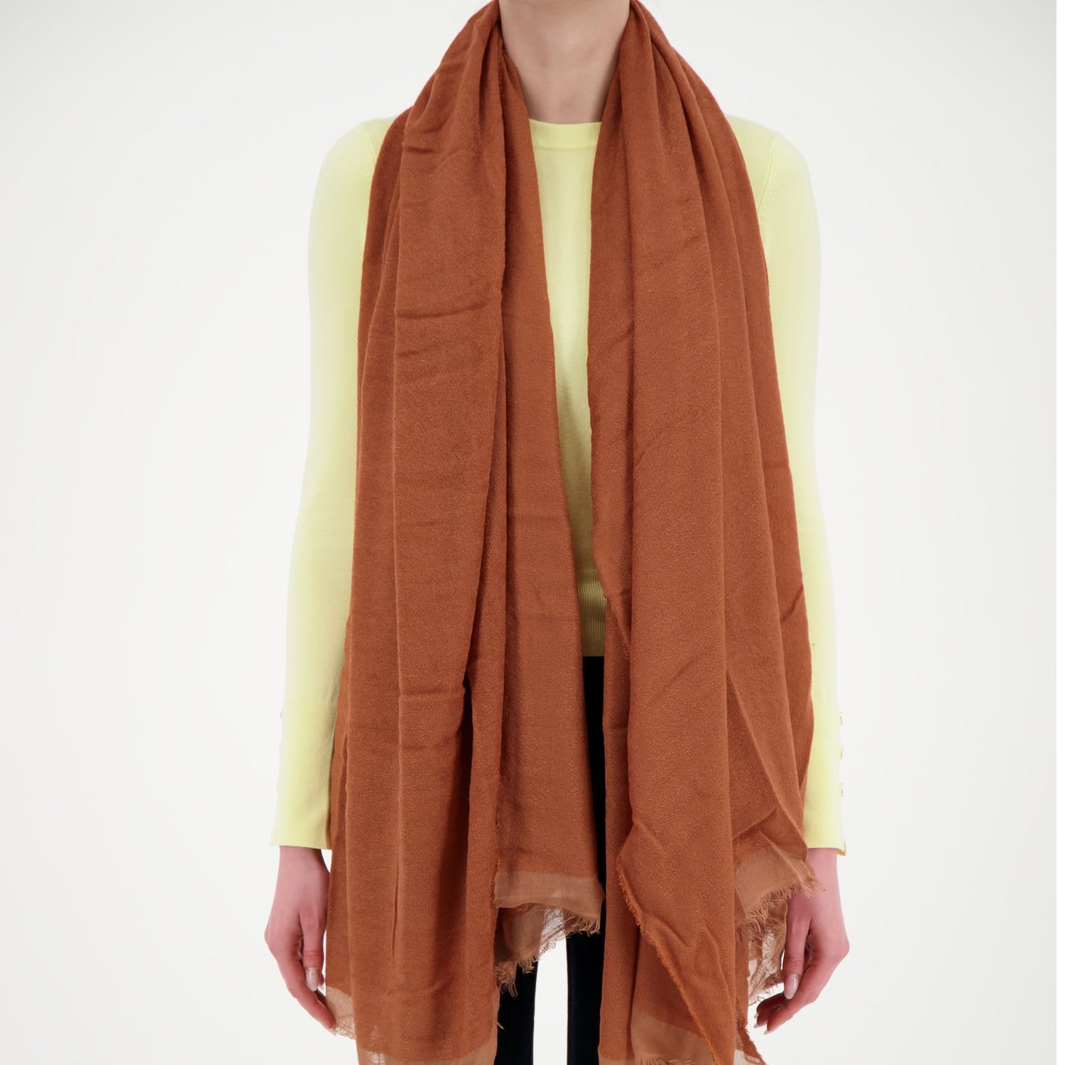 Faliero Sarti Brown Luxury Cashmere Scarf - Soft Winter Wrap for Women & Men - Perfect for Cold Weather, Office & Evening Out