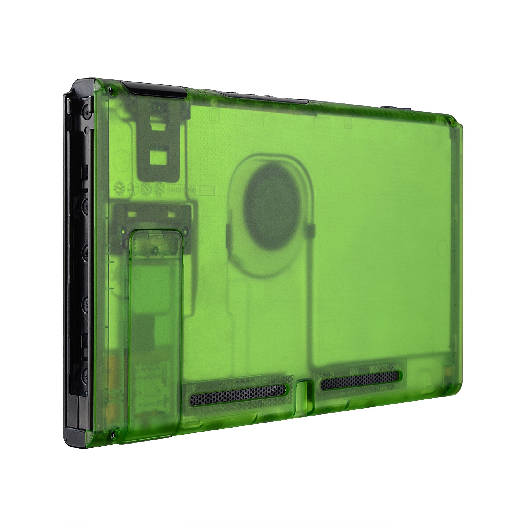 ExtremeRate Clear Green Nintendo Switch Back Plate Replacement Shell with Kickstand - DIY Custom Housing Case for Switch Console (ZM503) - Perfect for Gaming, Travel & Personalization