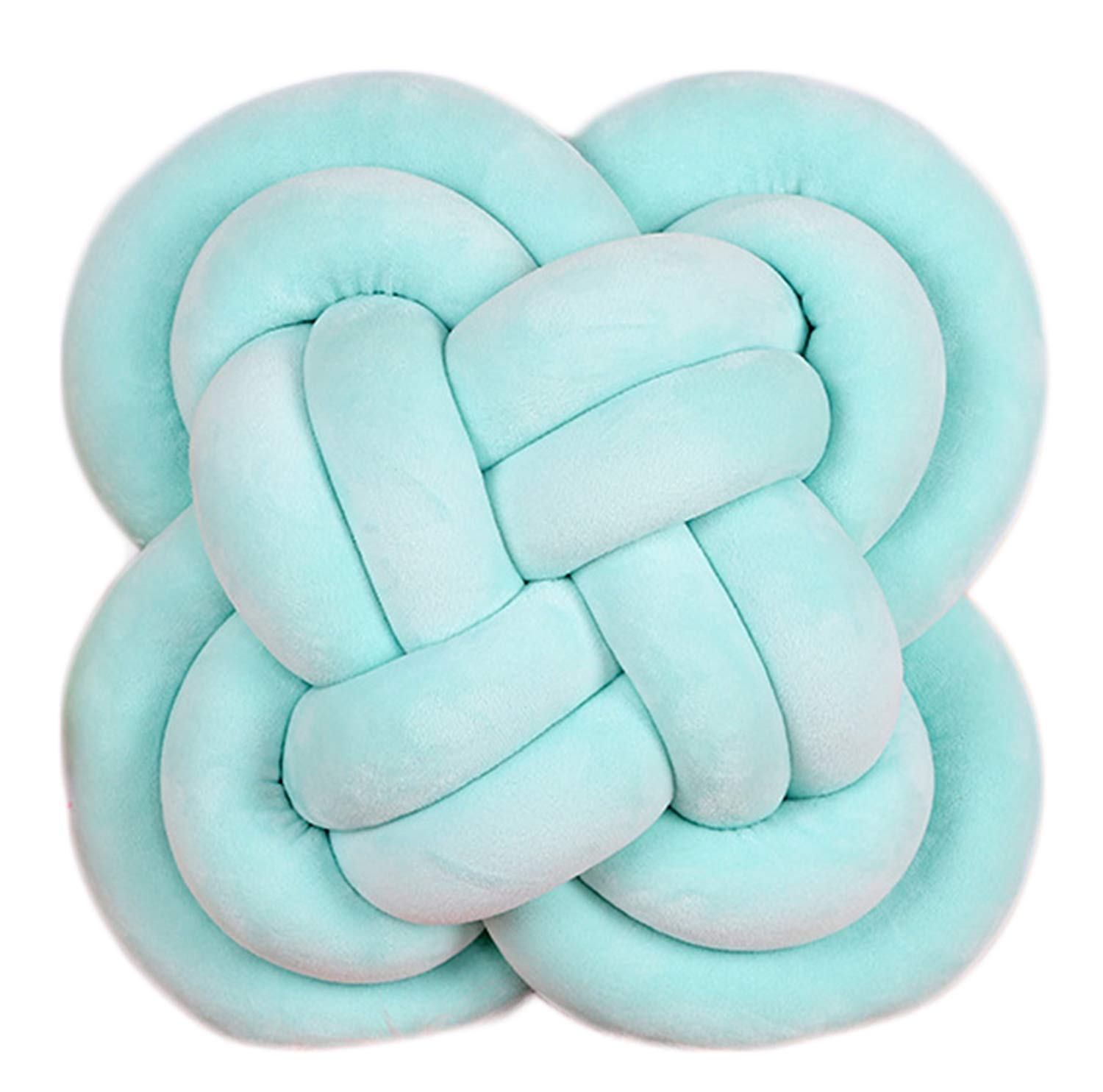 Handmade Soft Knotted Decorative Throw Pillows - Plush Square Knot Pillow Ball in Teal, 11.8'' Floor Cushion for Couch, Bed & Living Room - Perfect for Christmas Decor, Boho Home Aesthetic & Cozy Reading Nook