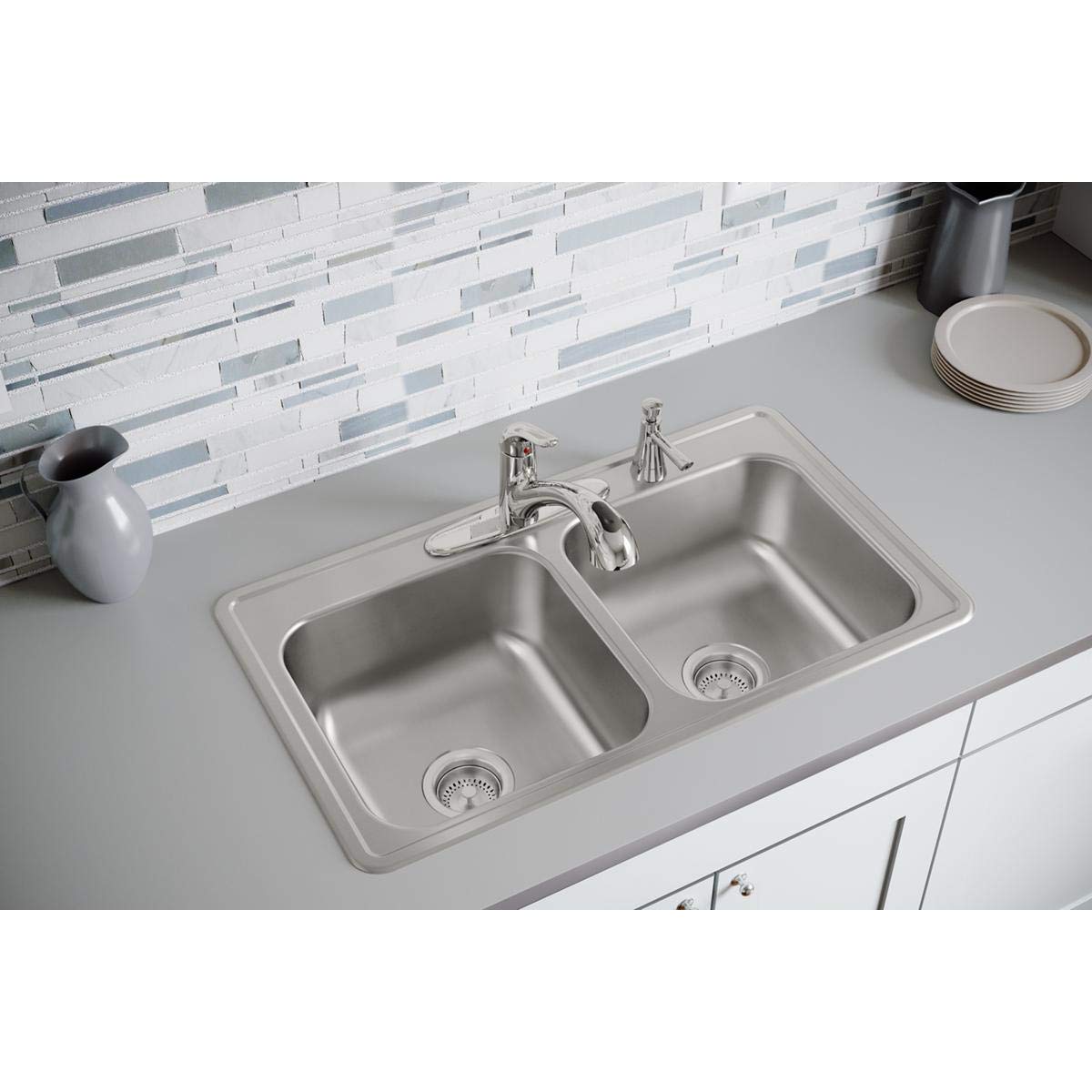 Elkay DSE233192 33 x 19 Inch Stainless Steel Kitchen Sink - Elite Satin Finish, Undermount Design for Modern Kitchens | Perfect for Food Prep, Dishwashing & Entertaining