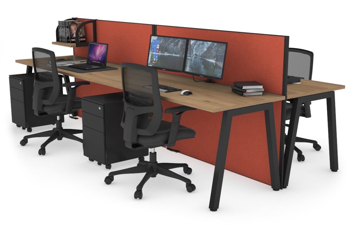 Horizon Quadro 4-Person Office Workstation Bench with A-Legs - 1200L x 700W Dimensions - Perfect for Collaborative Workspaces, Conference Rooms & Open Office Layouts